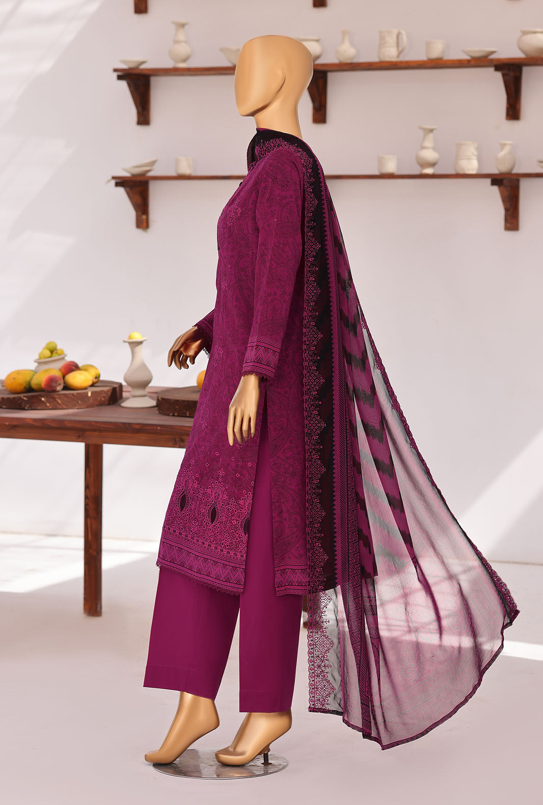 Premium Venice By HZ Textiles Embroidered With Chiffon Embroidery Dupatta Lawn Suit Unstitched 3 Piece Collection 2026 D#-05