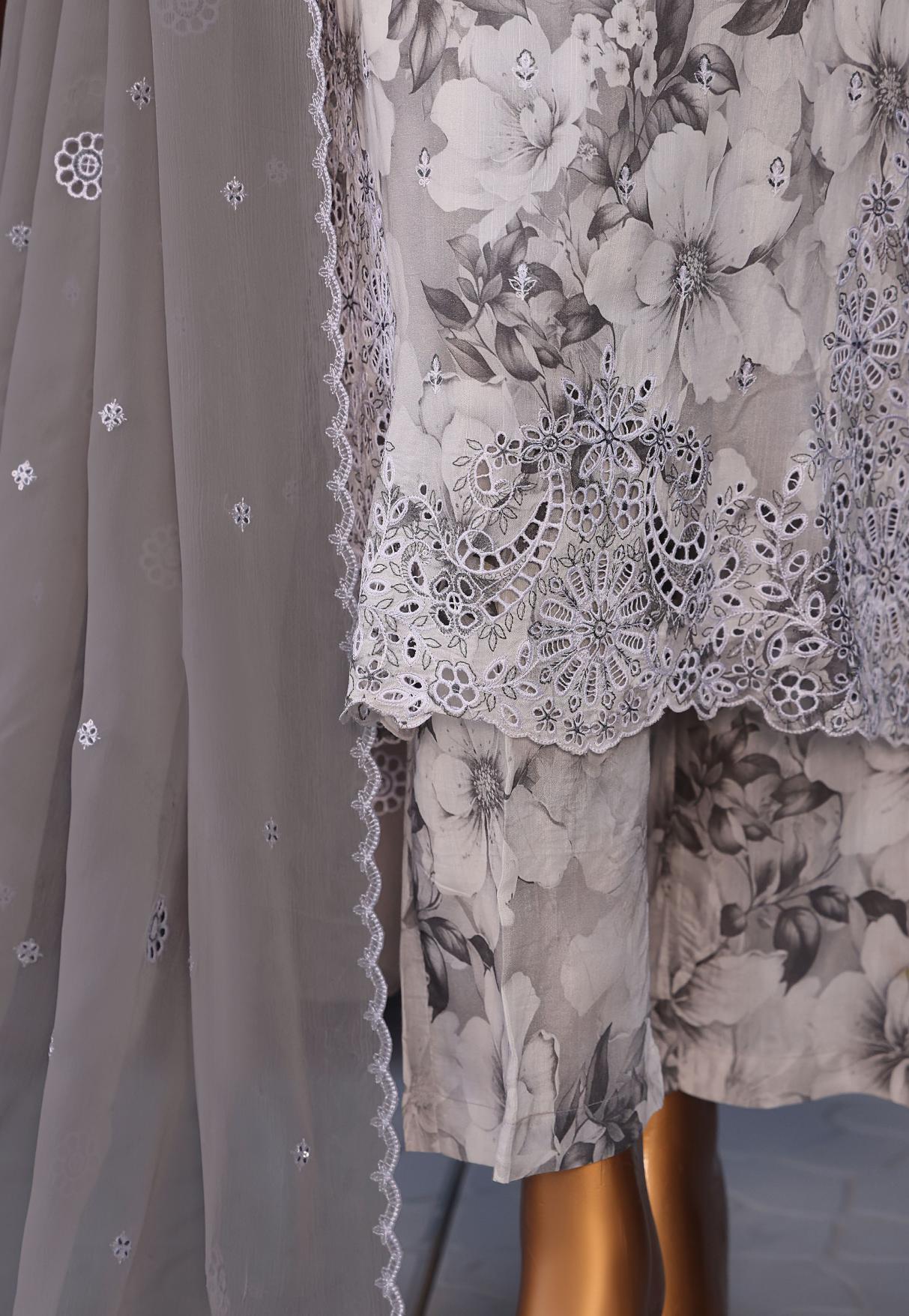 HZ Luxury Majestic Raw Silk Embroidery 3Piece Stitched COLLECTION 2025 D-06