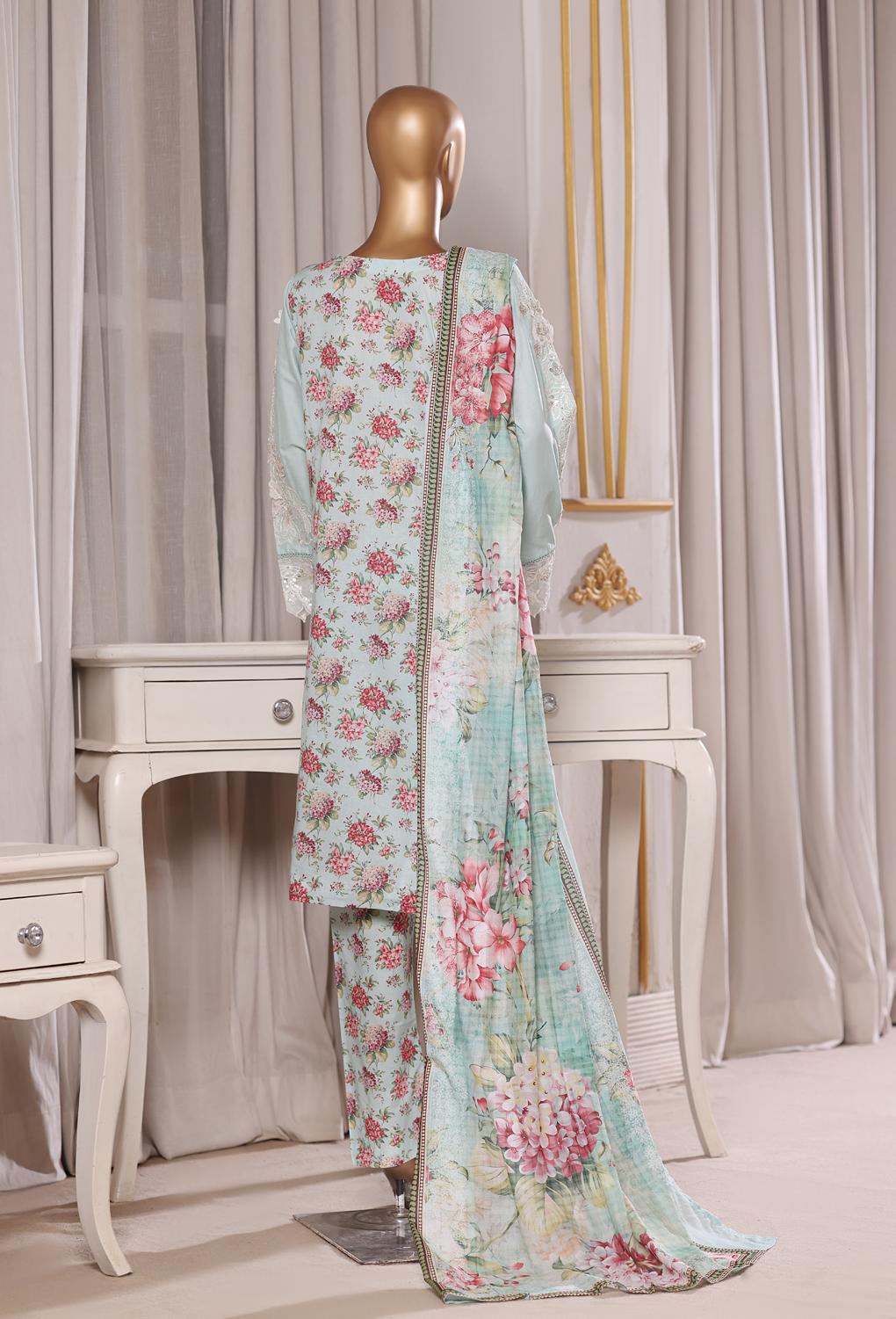 Bin Saeed Luxury Laserkari Lawn With Digital Printed Lawn Dupatta 3Piece Stitched Vol-01 Collection 2026. D#-08
