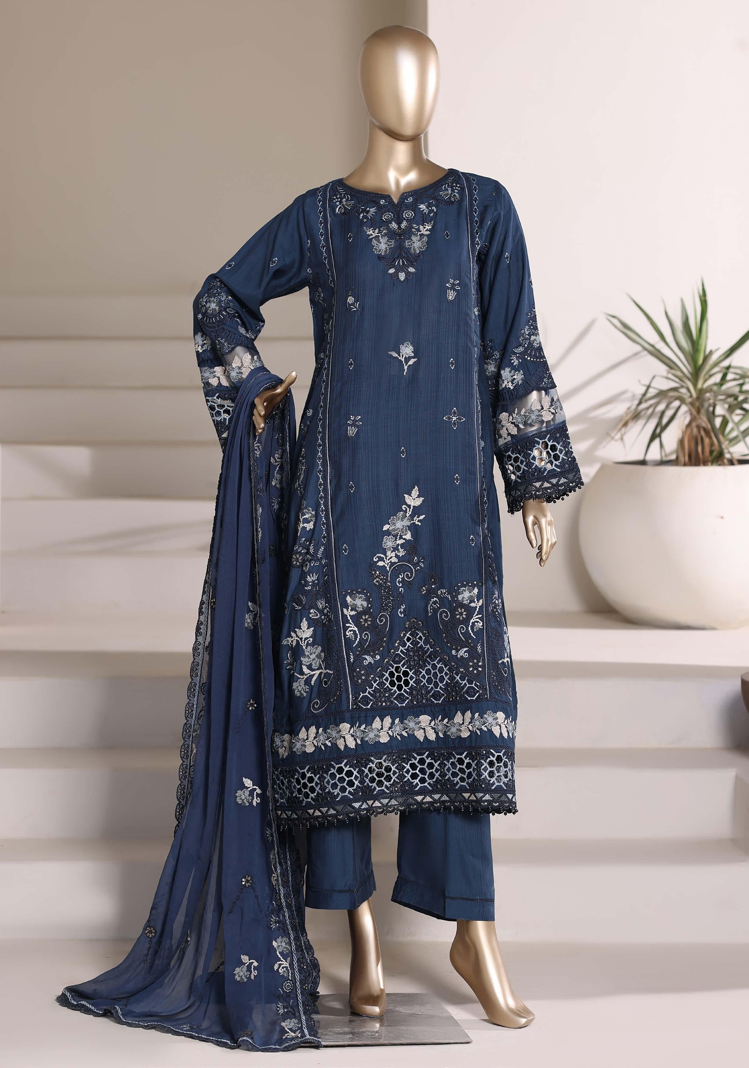 Sadabahar Luxury SlubViscous Lawn Embroidery With Chiffon Embroidery Dupatta Stitched Vol-01 Collection 2026. LEL-12