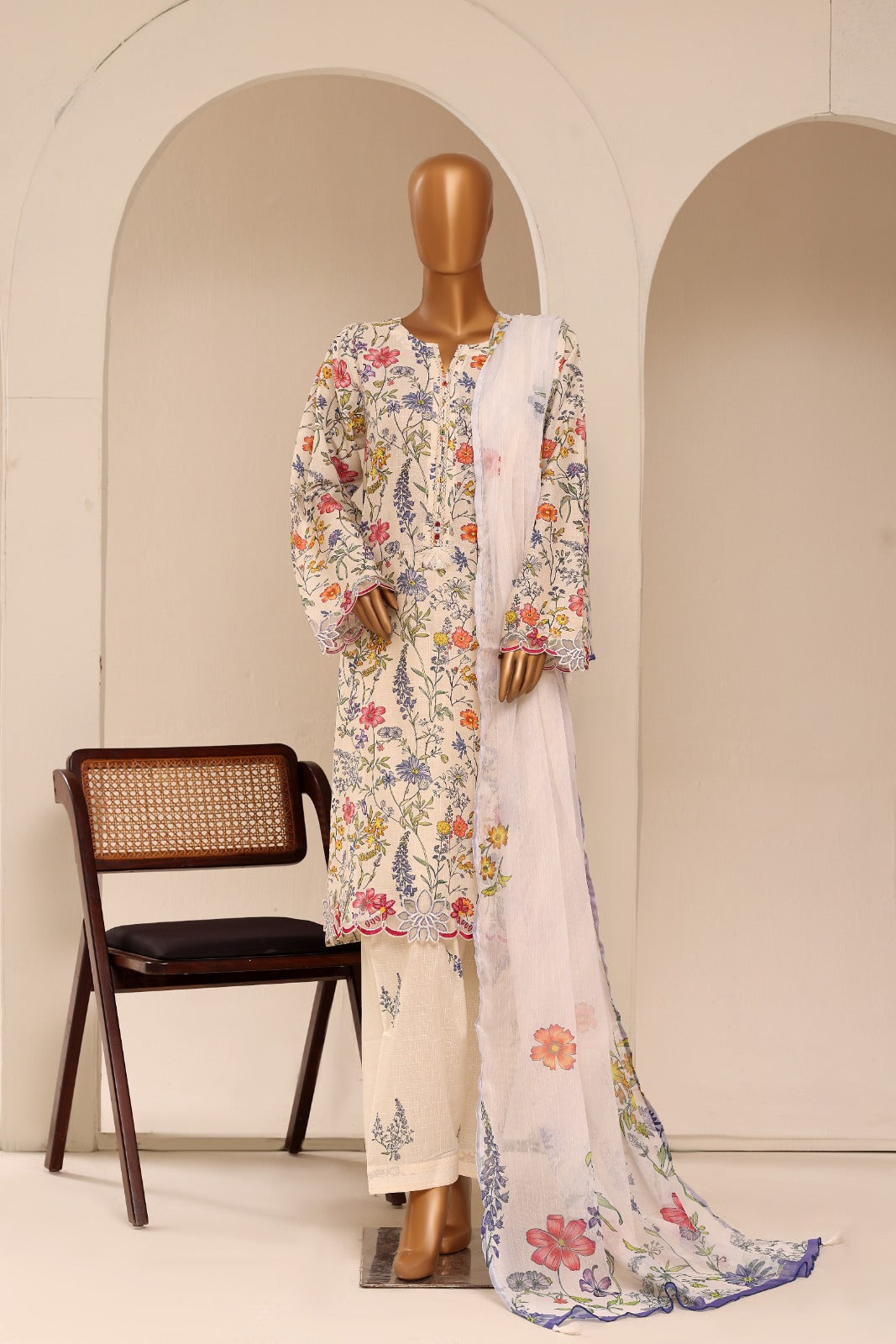 Sadabahar CutWork Embroidery Lawn 3Piece Stitched D#01