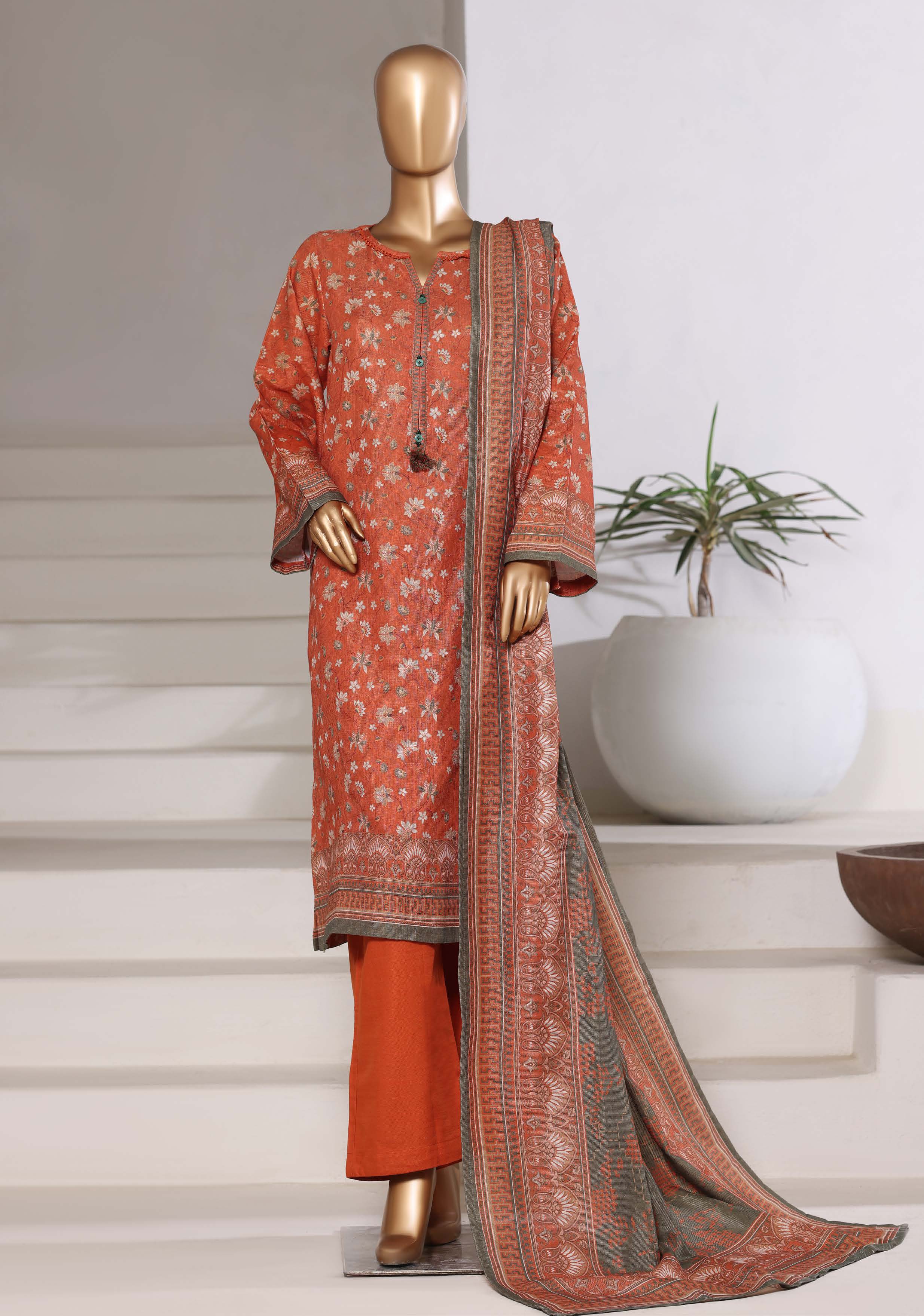 Sadabahar Shimmer Printed Khadder 3PCS Stitched Vol—2 Collection 2025 D-12