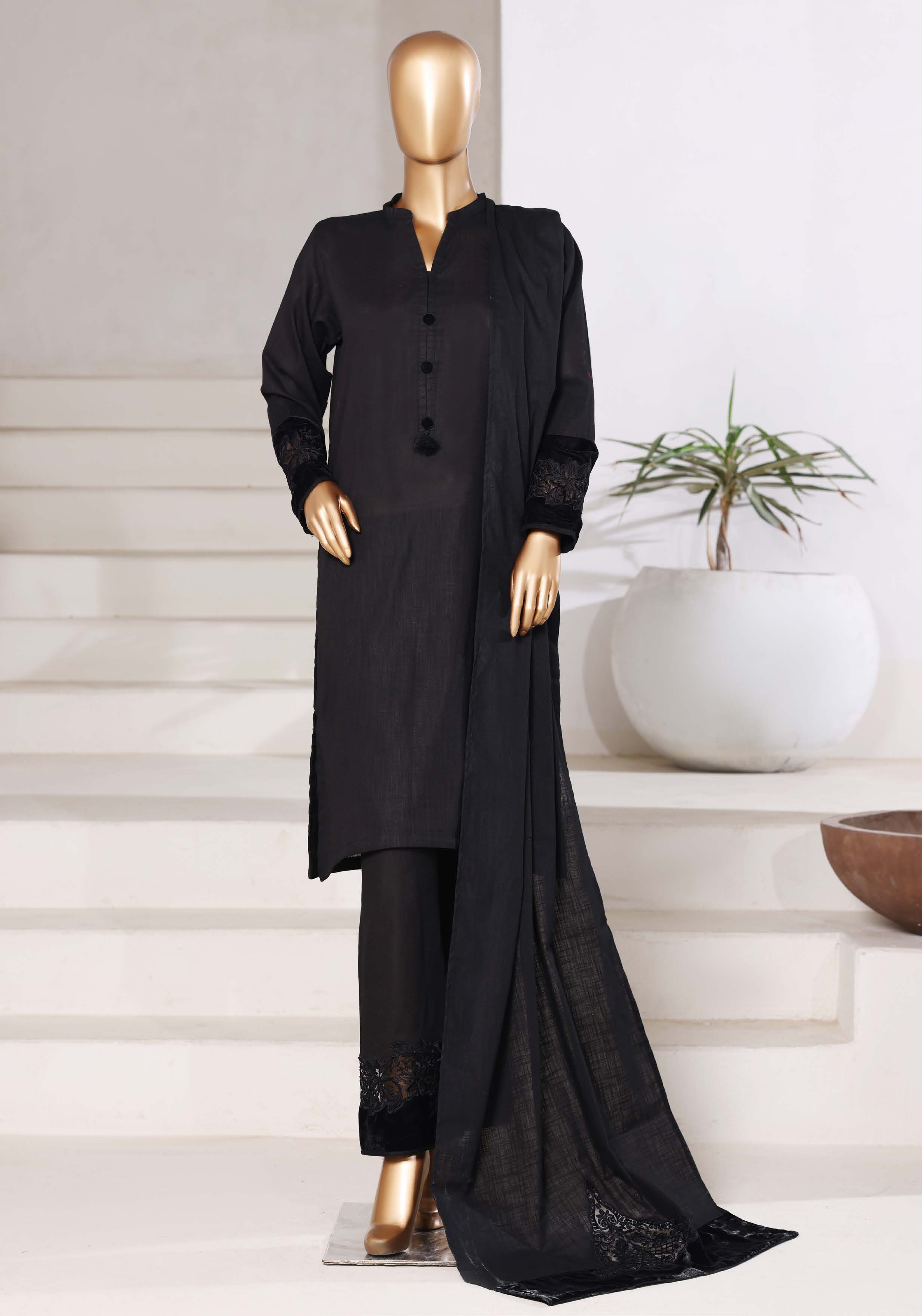 Sadabahar Stitched Premium Winter Cross Slub Texture Fabric With Velvet Collection 2025 CSTV -01