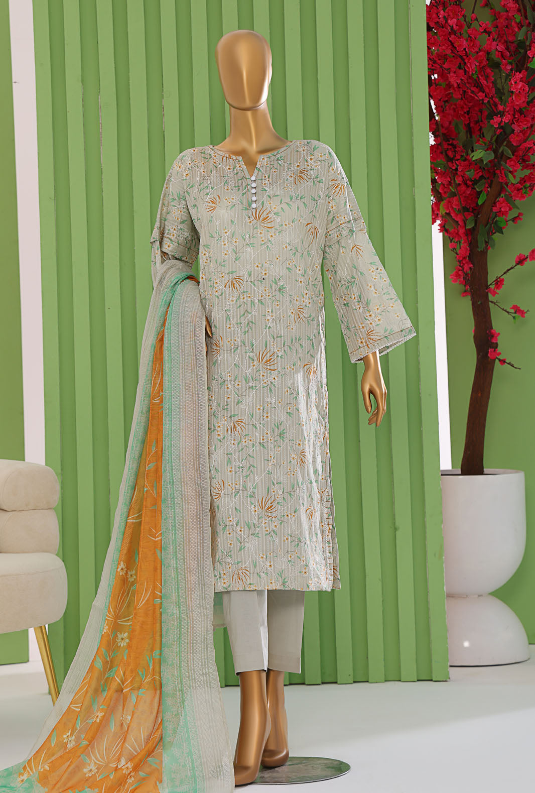 Dhagakari By HZ Textiles Embroidered Cotton Suit Unstitched 3 Piece Collection DEC-101