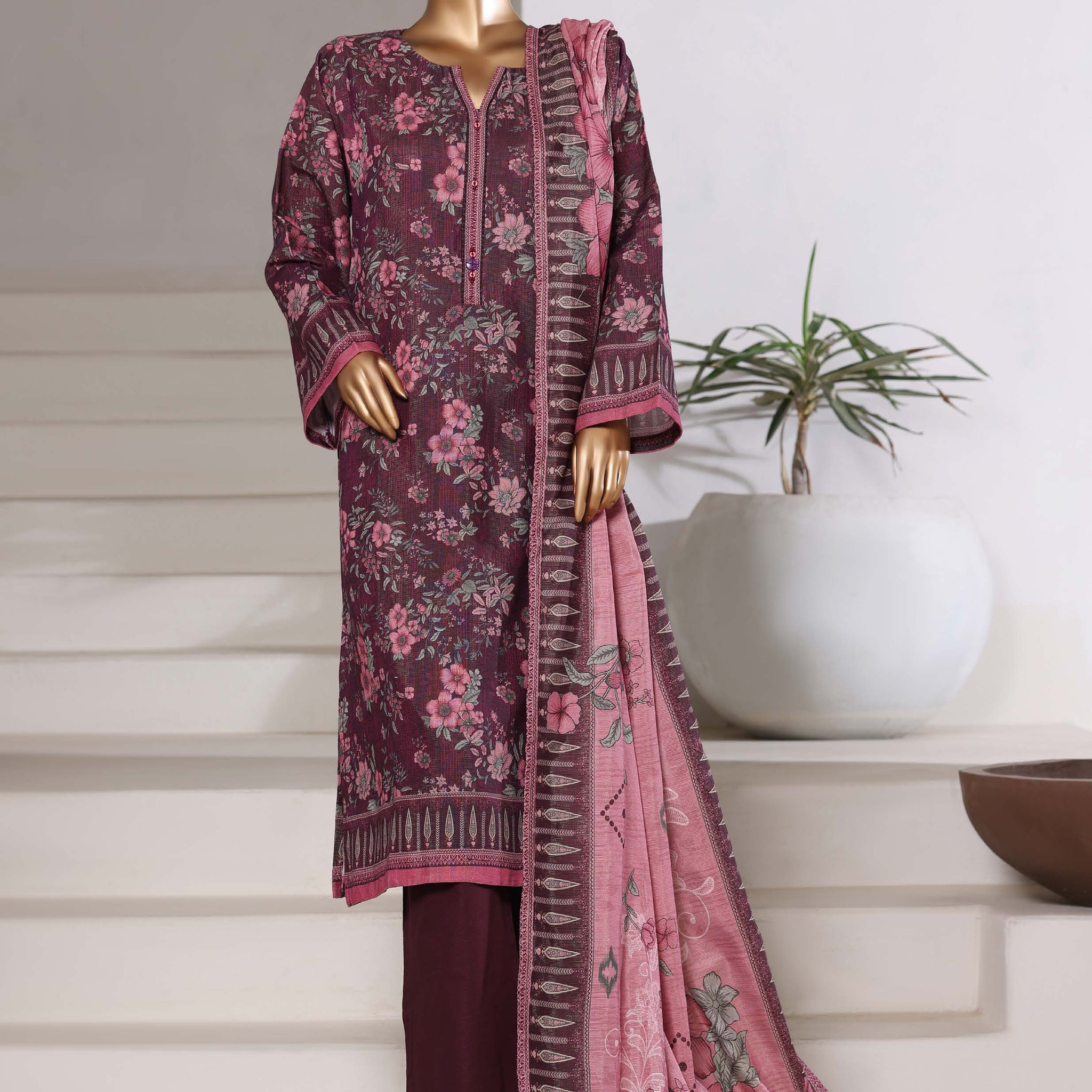 Sadabahar Shimmer Printed Khadder 3PCS Stitched Vol—2 Collection 2025 D-10