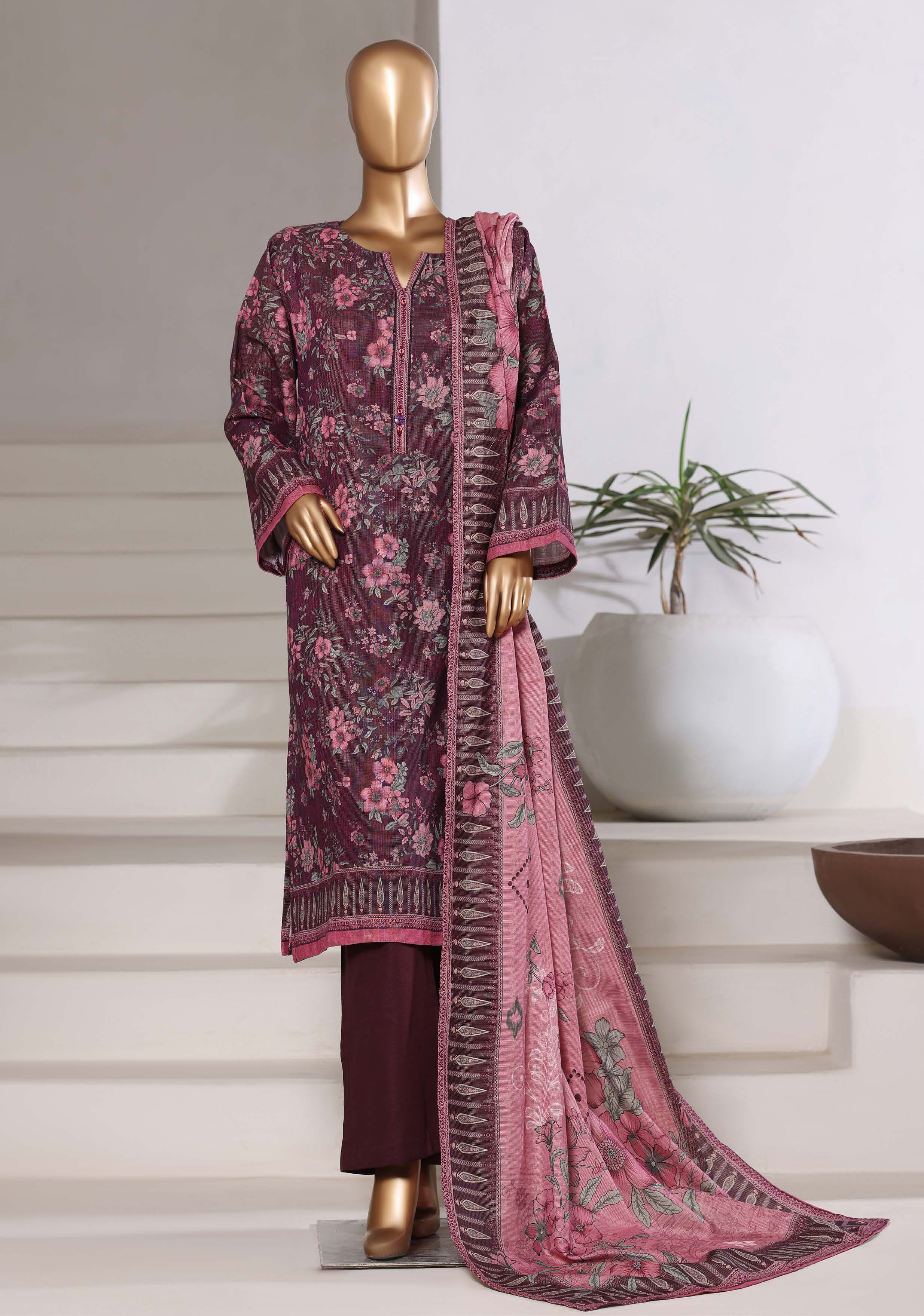Sadabahar Shimmer Printed Khadder 3PCS Stitched Vol—2 Collection 2025 D-10