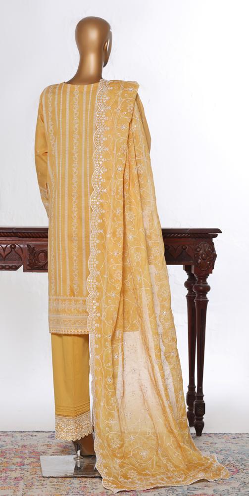 Bin Saeed Luxury Lawn White & White Chickenkari Embroidery 3Piece Stitched COLLECTION 2026. D-13