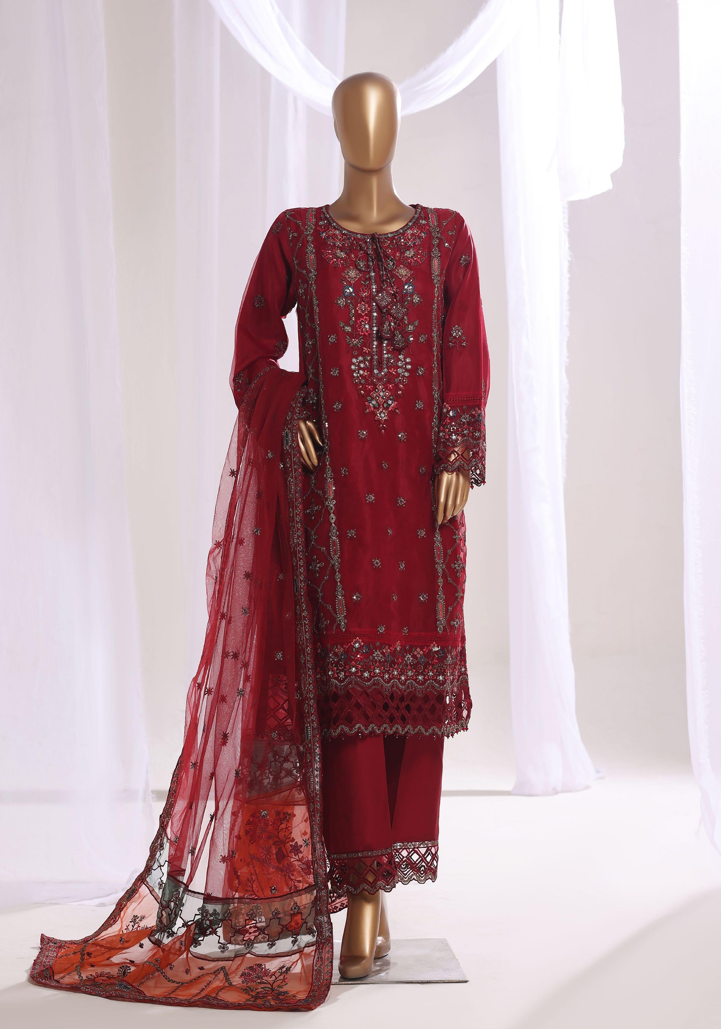 SADABAHAR LUXURY FORMAL FESTIVE °MAHPARA° ORGANZA EMBROIDERED 3PIECE STITCHED COLLECTION 2025 D-27