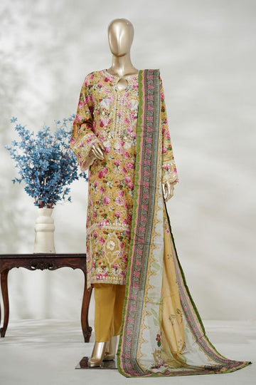Bin Saeed Stitched 3 Piece Embroidery Lawn Long Length With Broad Flapper Eid Edition Collection 2026 D#11