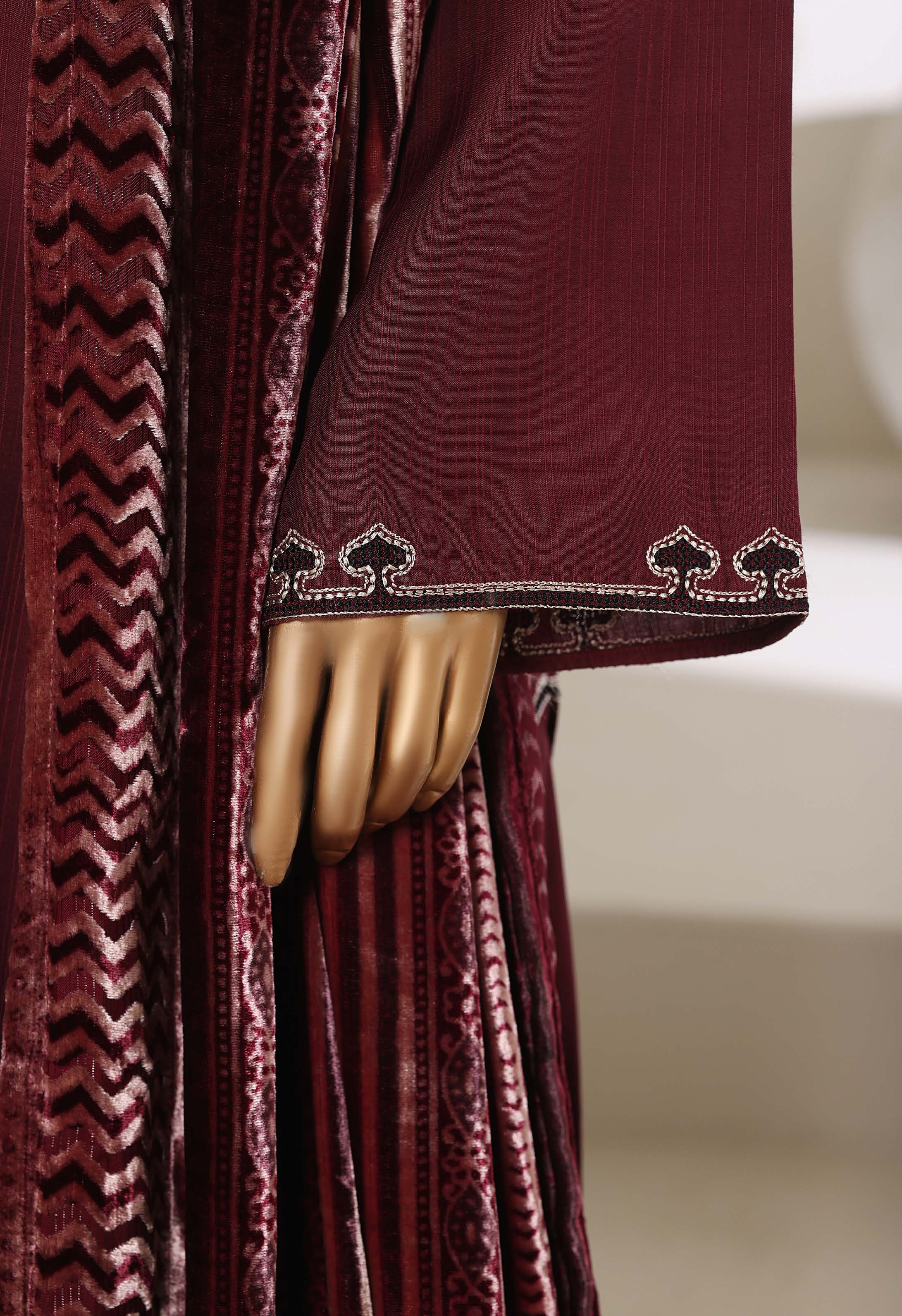 Sadabahar Stitched Embroidery Viscous 3Piece With Palachi Shwal Collection 2025 LEVP -02