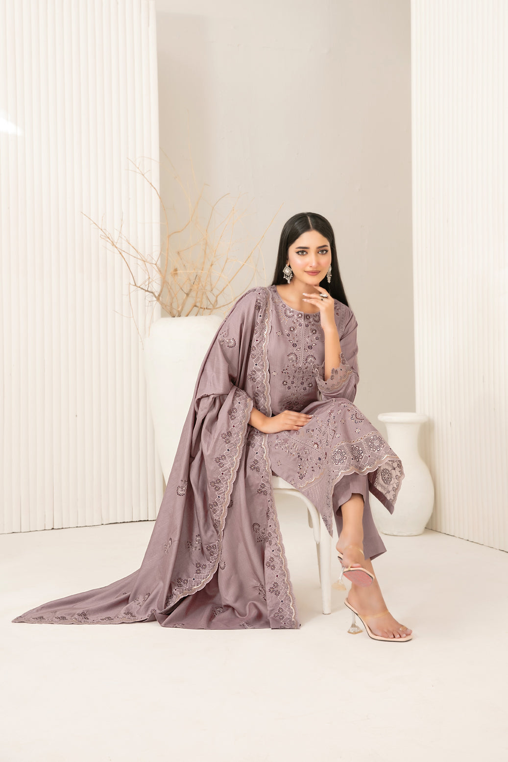 Tawakkal Dhoop Kinara Slub Viscous Embroidery 3Piece Unstitched Collection 2025 D-05