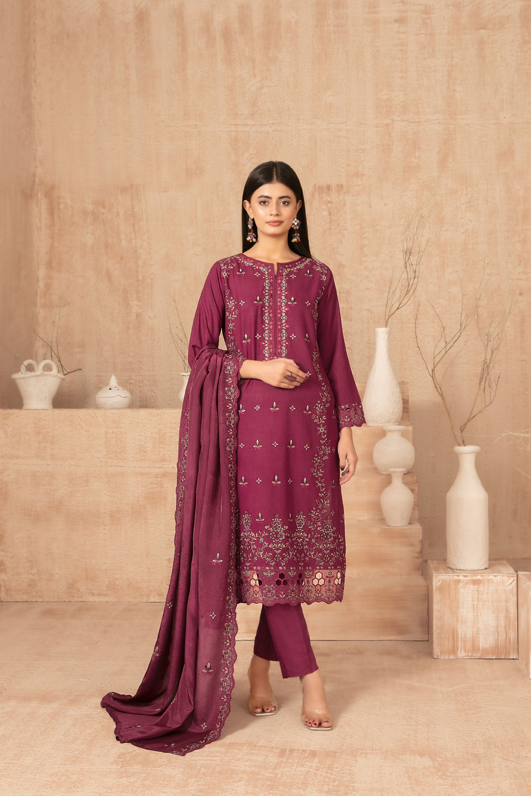 Nisrine By Tawakkal Embroidery Viscous Slub 3Piece Unstitched Collection 2025. D-05