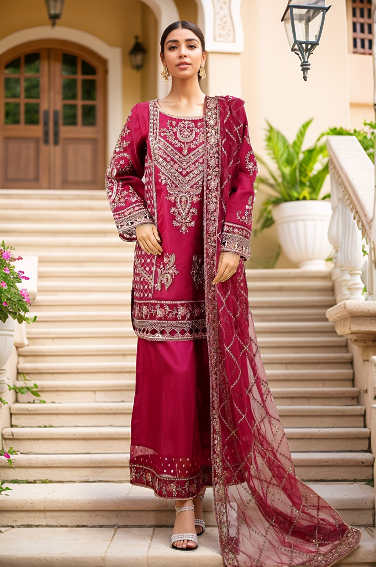 SADABAHAR LUXURY FORMAL FESTIVE °MAHPARA° ORGANZA EMBROIDERED 3PIECE STITCHED Vol-03 COLLECTION 2026 D#-08