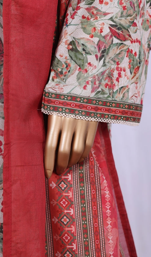 BIN SAEED Printed Cotton 3pcs Stitched Vol-10 3Piece Stitched COLLECTION 2025 D-02 Skin Foun