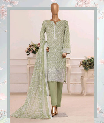 HZ Textiles Luxury Printkari Embroidered Lawn Suit Stitched 3 Piece 2026 D#-05