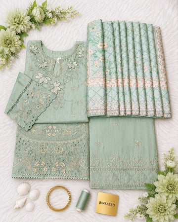 Bin Saeed Luxury Jacquard Lawn Embroidery 3Piece Stitched Vol -02 Collection 2026 D#-03