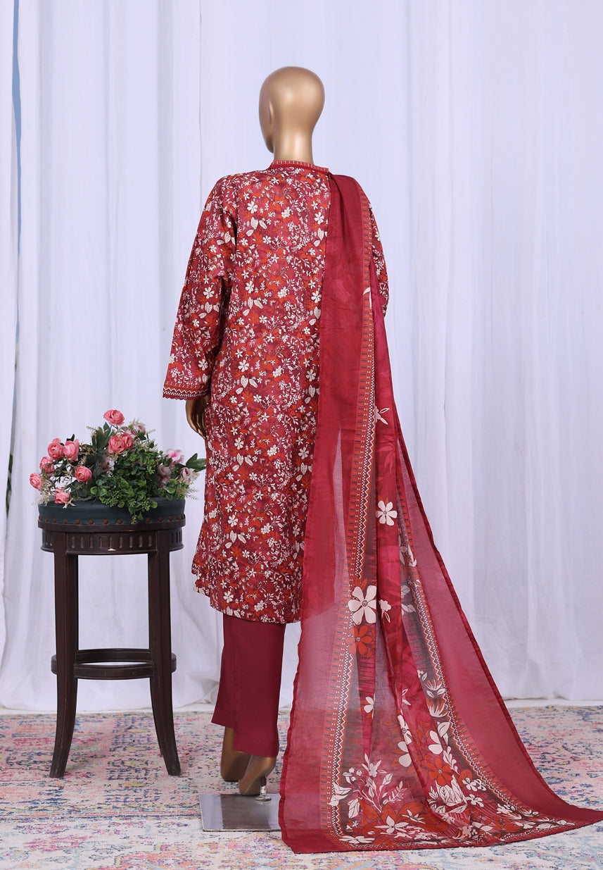 BIN SAEED Printed Cotton 3pcs Stitched Vol-10 3Piece Stitched COLLECTION 2025 D-04 Pink