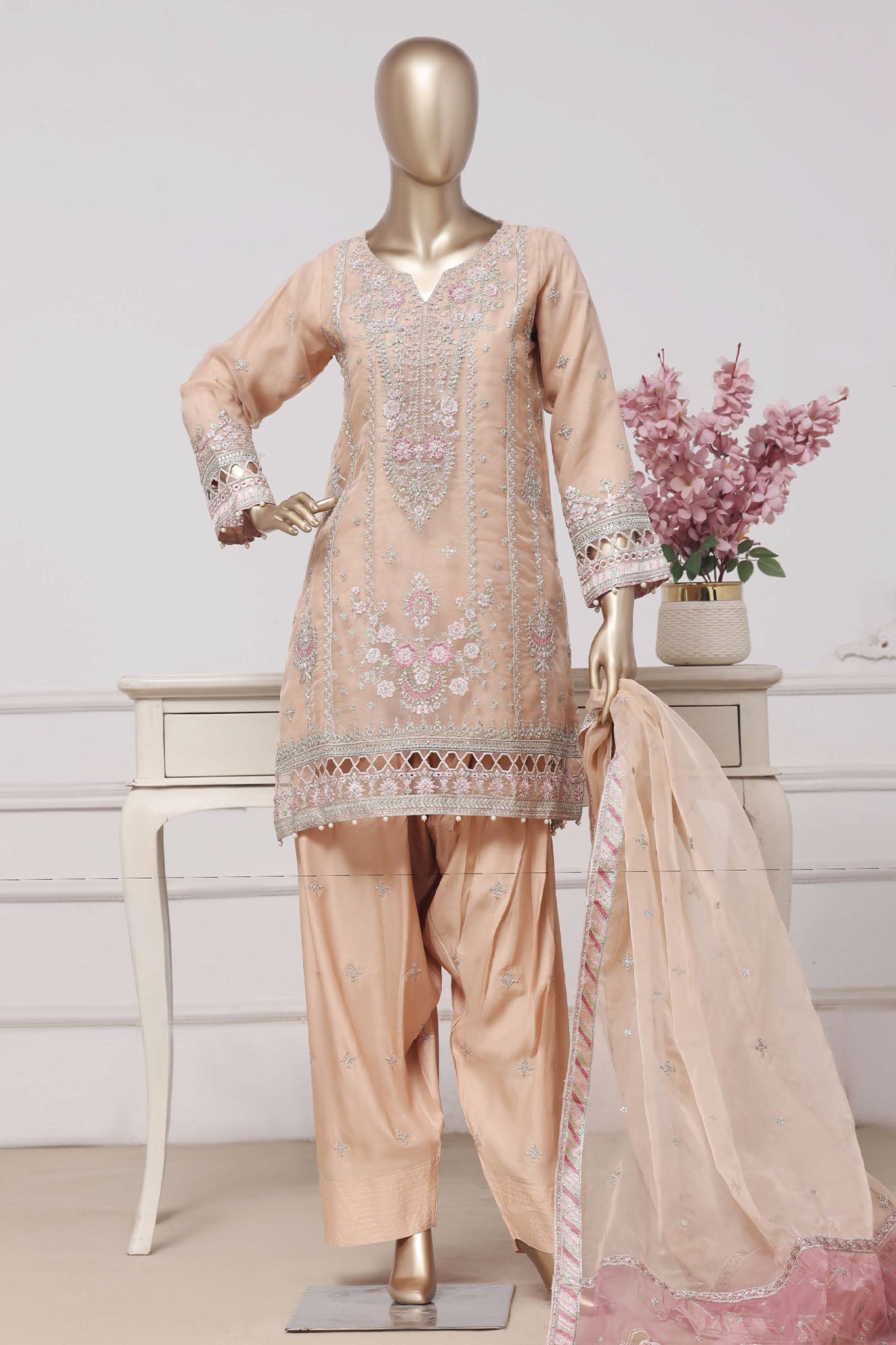 SADABAHAR LUXURY FORMAL FESTIVE °MAHPARA° ORGANZA EMBROIDERED 3PIECE STITCHED COLLECTION 2025 D#-55