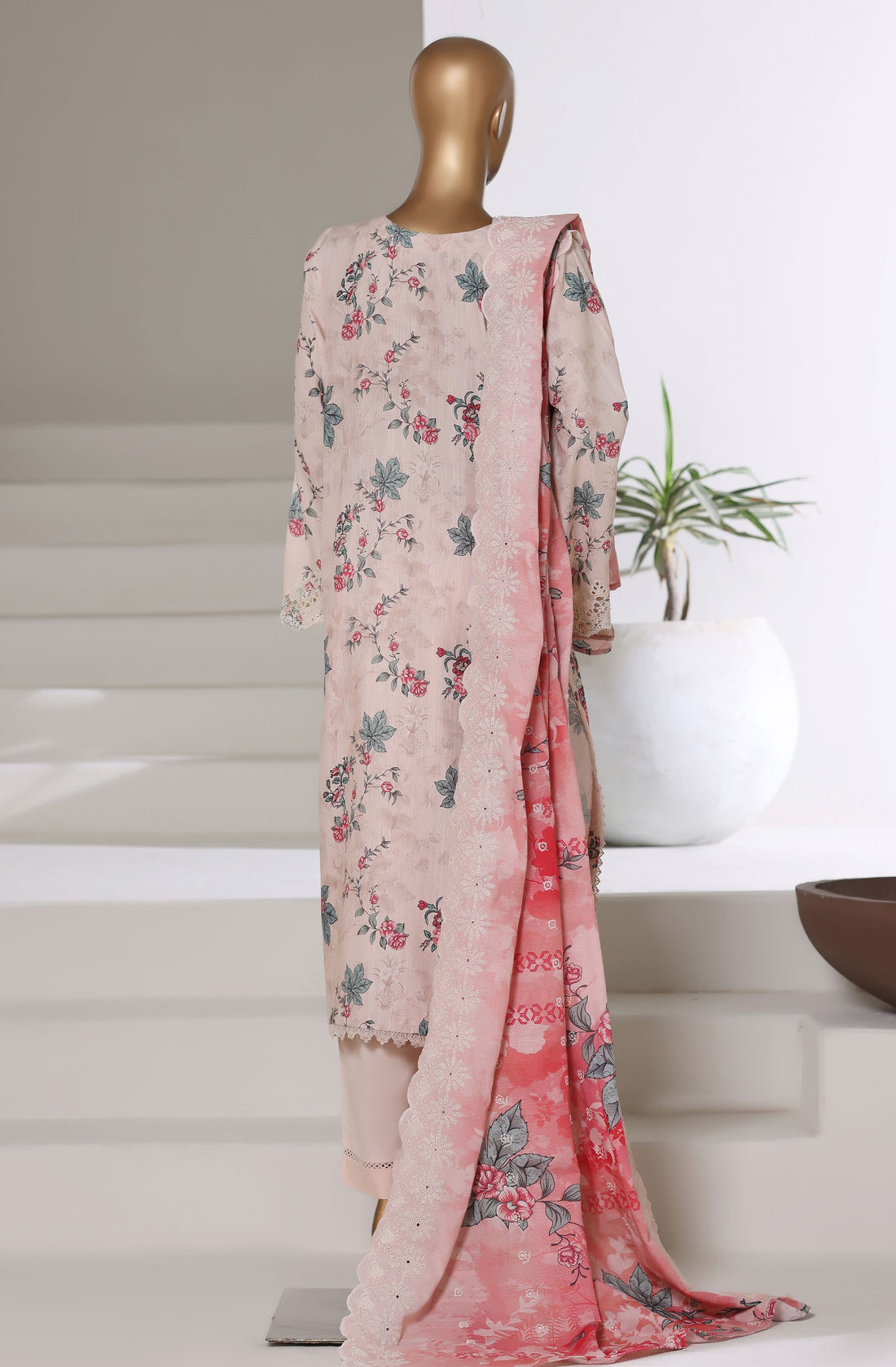 SADABAHAR RTW FUSION LASER CHICKENKARI EMBROIDERED KHADDAR 3PIECE COLLECTION 2025 SFKE -05