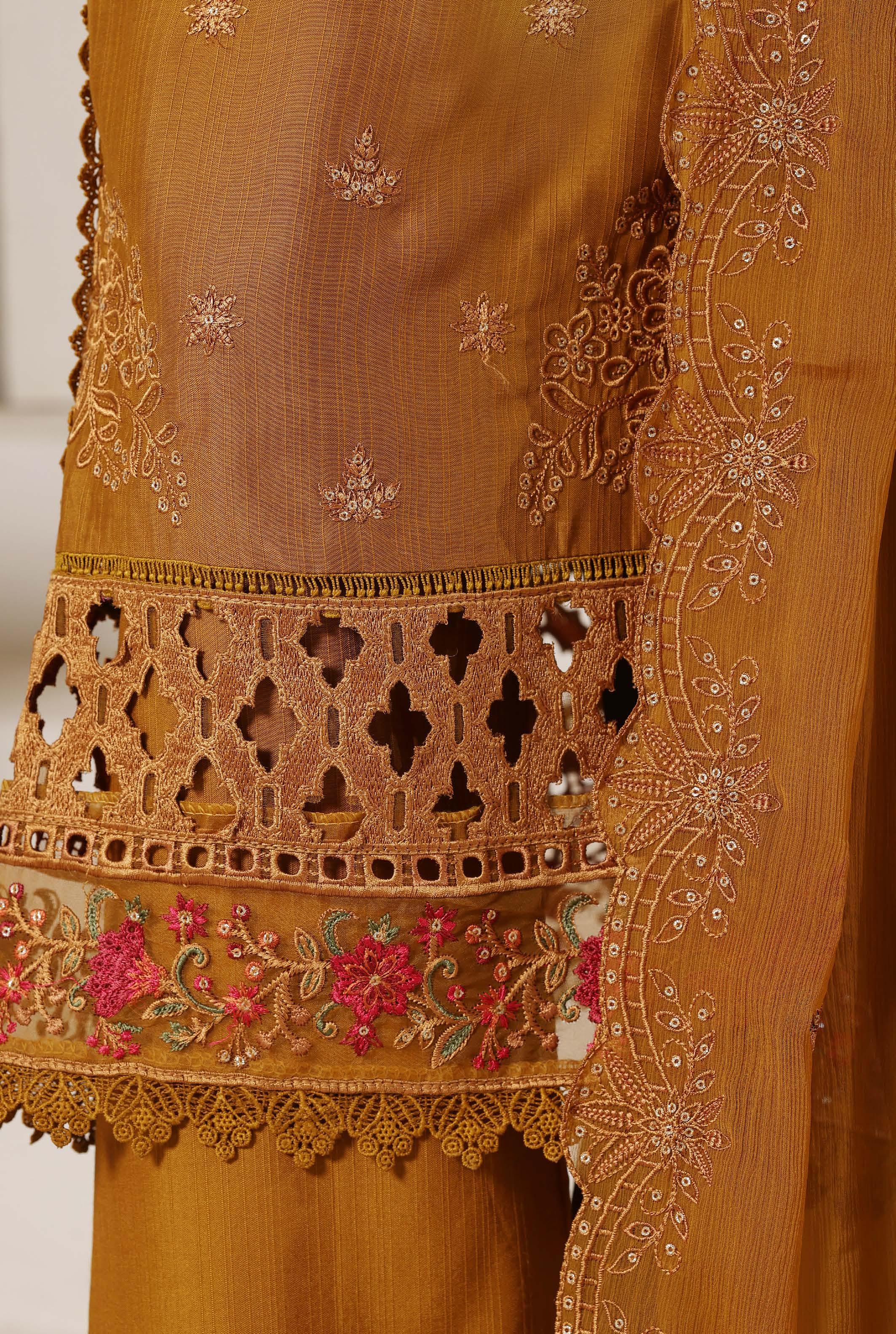 Sadabahar Luxury SlubViscous Lawn Embroidery With Chiffon Embroidery Dupatta Stitched Vol-01 Collection 2026. LEL-03