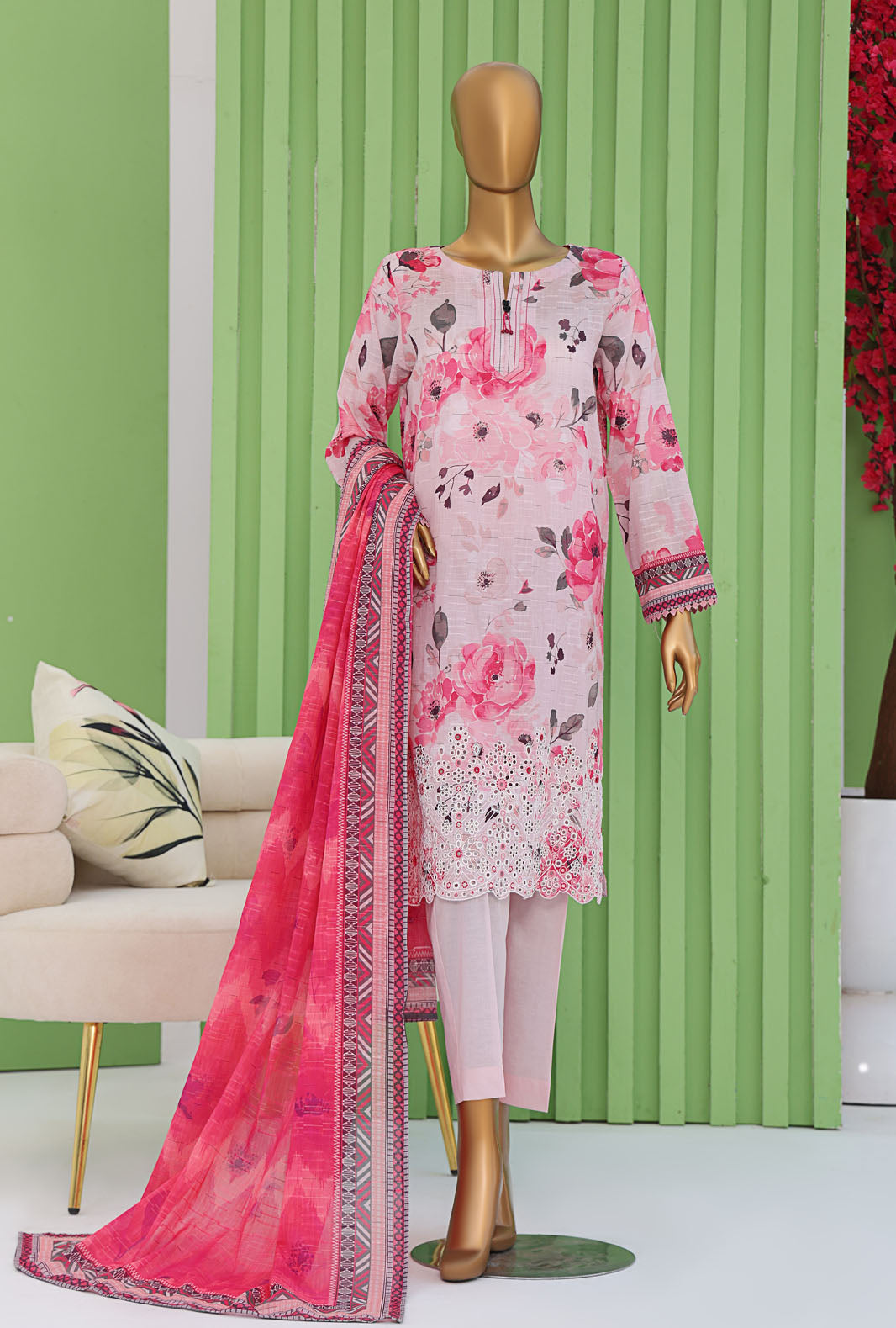Vital By HZ Textiles Embroidered Cotton Doriya Suit Unstitched 3 Piece Collection 2025 VEC - 1264