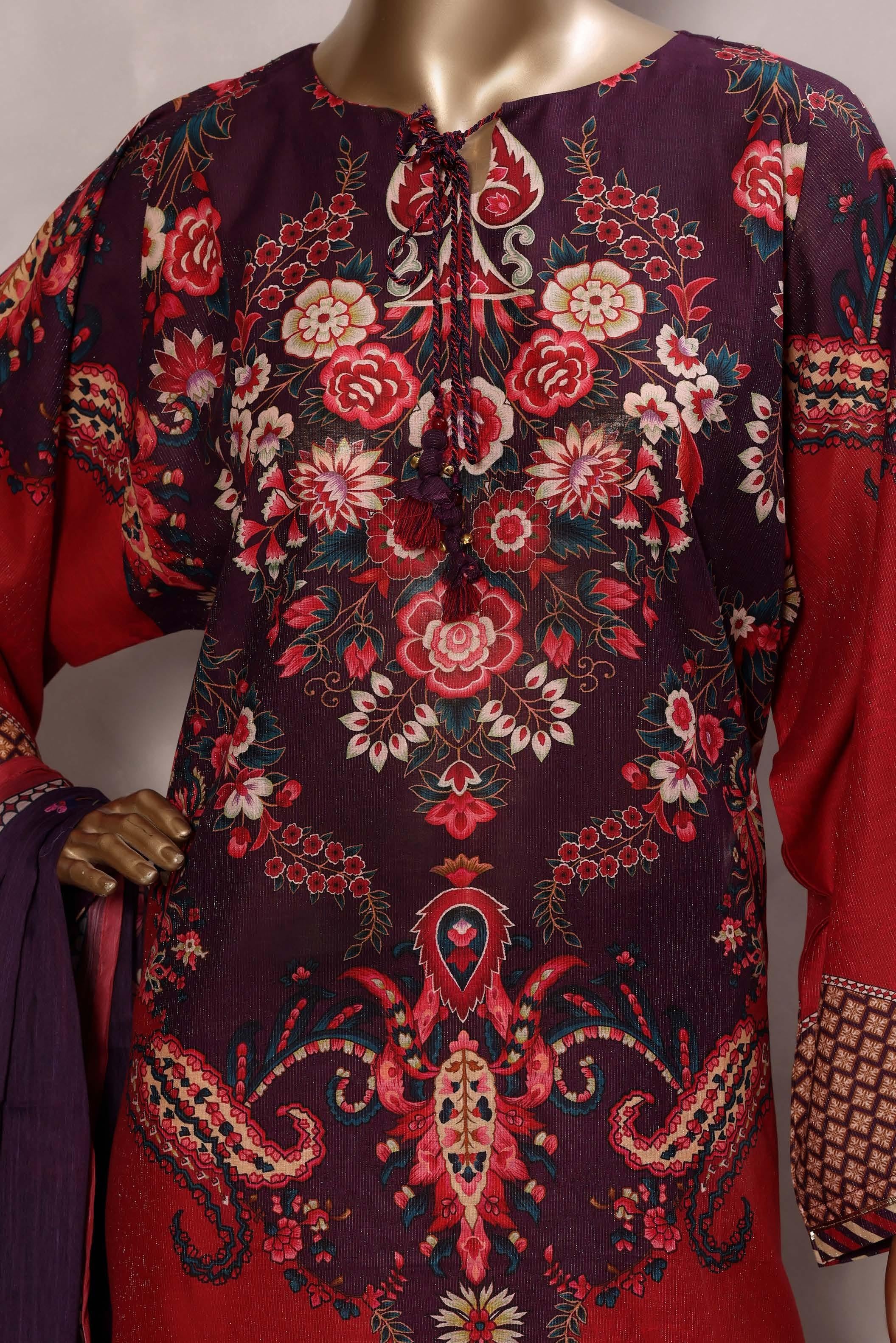 Sadabahar Luxury Chimti Lawn 3Piece Ready To Wear Kaftan Collection KFL-1008