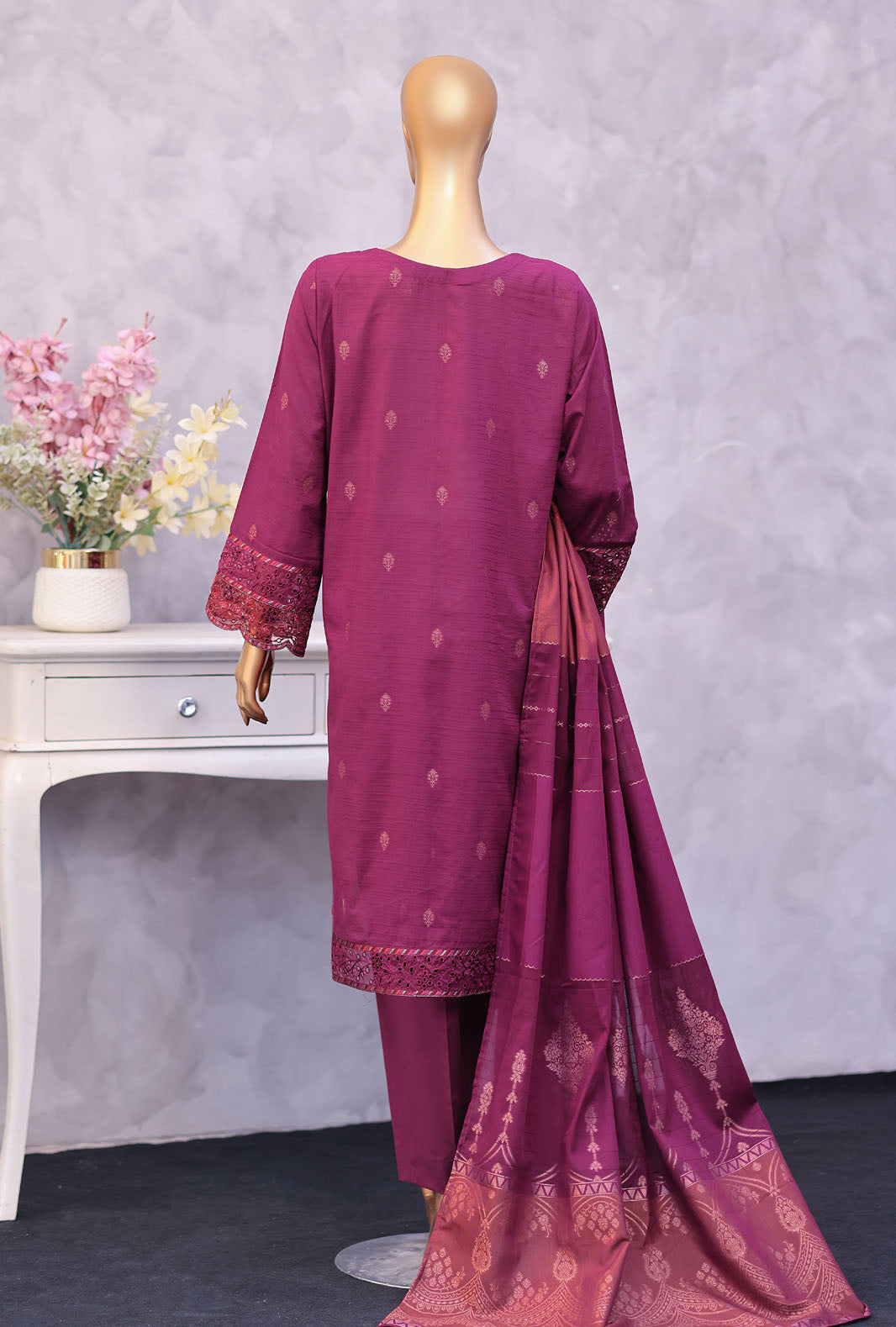 Turkish Embroidered Jacquard 3Piece  Unstitched Suit by HZ Textiles 2026 D#-03