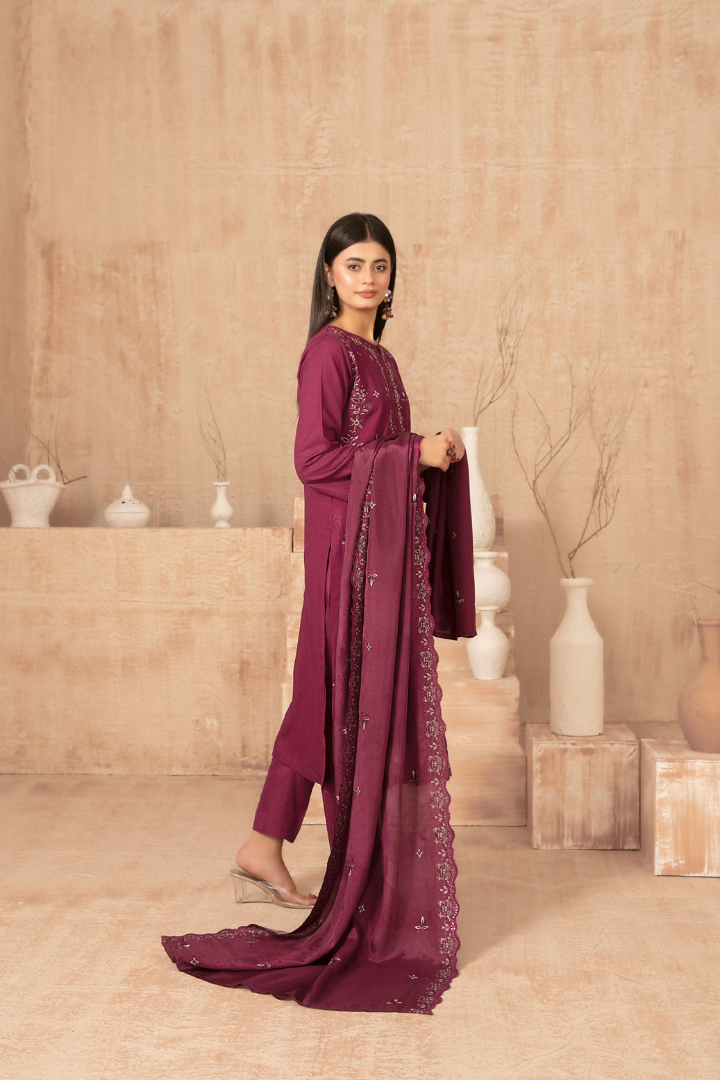 Nisrine By Tawakkal Embroidery Viscous Slub 3Piece Unstitched Collection 2025. D-05
