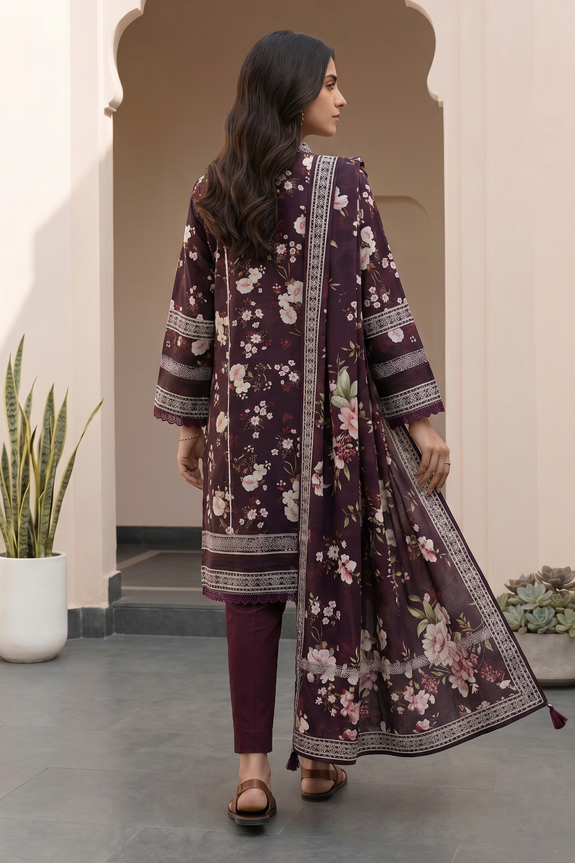 Zellbery Luxury Lawn Printed 3Piece Unstitched Collection 2026 WUS26X38067