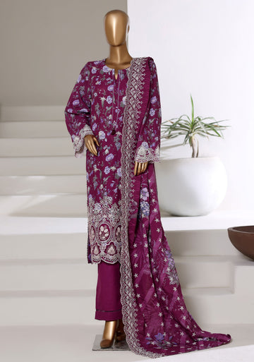 SADABAHAR RTW FUSION LASER CHICKENKARI EMBROIDERED KHADDAR 3PIECE COLLECTION 2025 SFKE -04