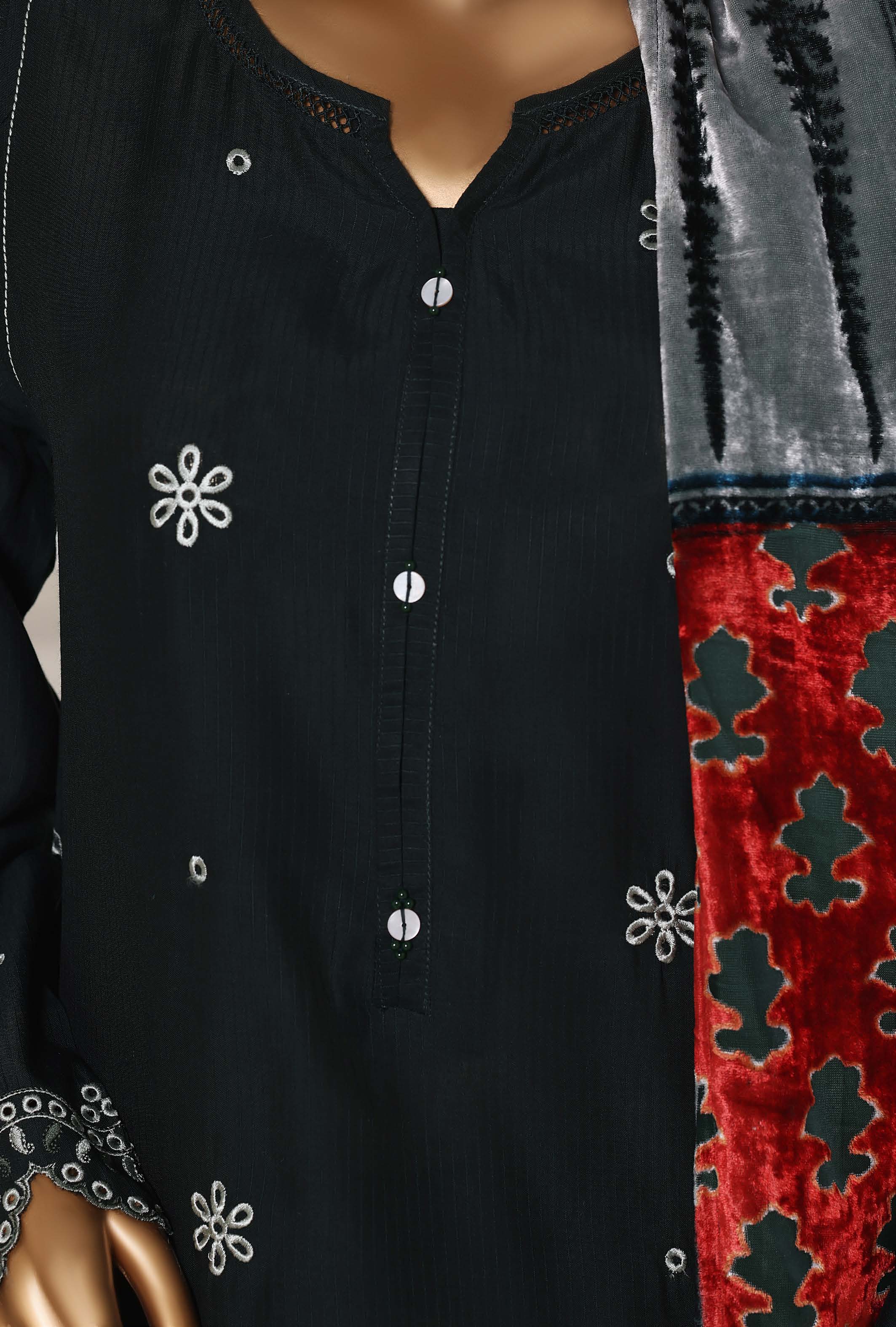 Sadabahar Stitched Embroidery Viscous 3Piece With Palachi Shwal Collection 2025 LEVP -03