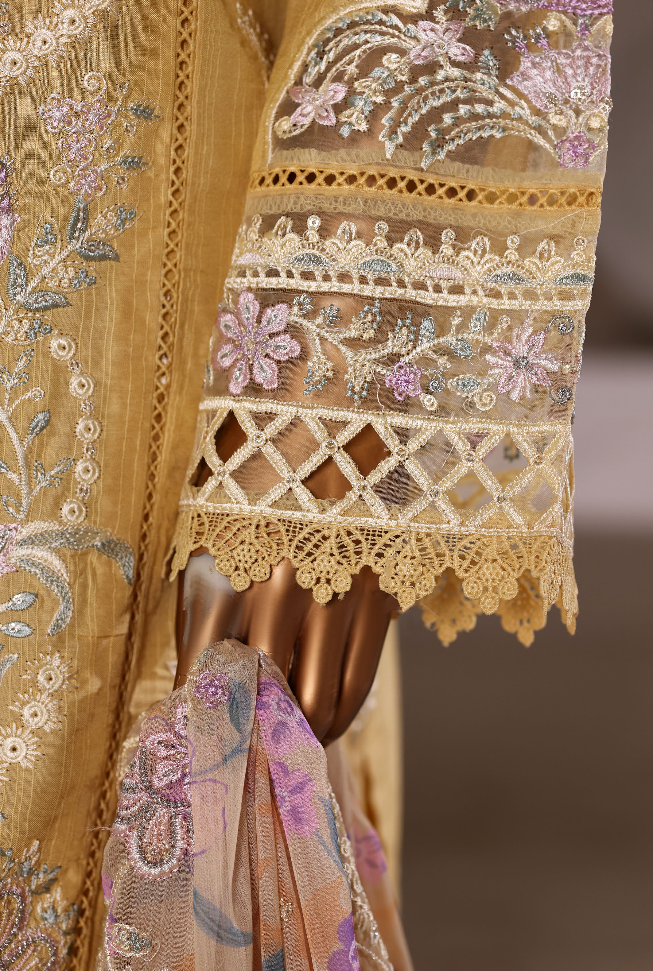 Sadabahar Luxury Viscous Embroidery With Chiffon Embroidery Dupatta Stitched Vol-01 Collection 2025. LEV-04 Lemon