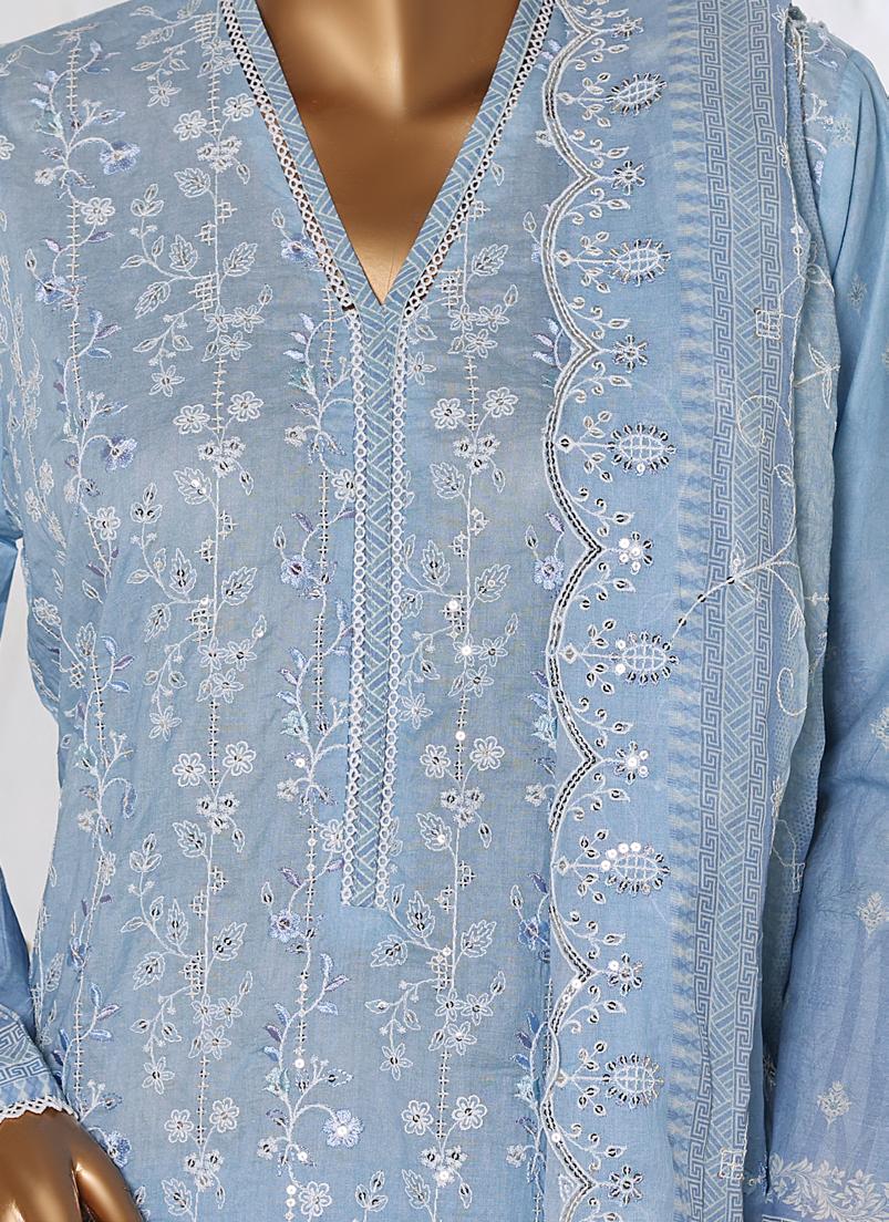 Bin Saeed Luxury Lawn White & White Chickenkari Embroidery 3Piece Stitched COLLECTION 2026. D-07