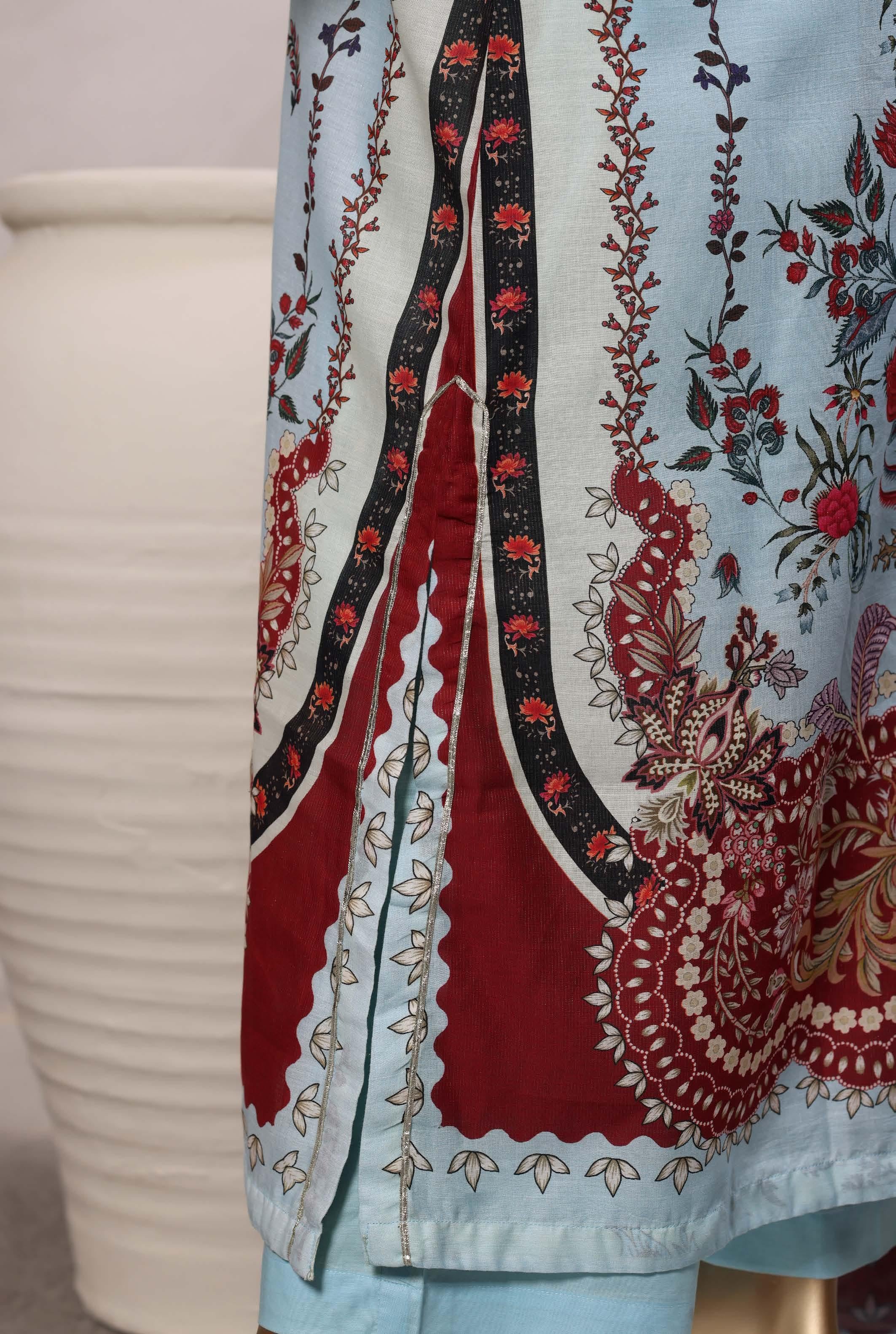 Sadabahar Luxury Chimti Lawn 3Piece Ready To Wear Kaftan Collection KFL-1009