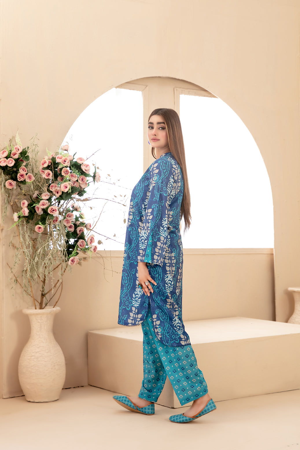 Tawakkal Dilfa 2Piece Stitched Schiffli Embroidery Swiss With Khussa Collection 2026. D-02