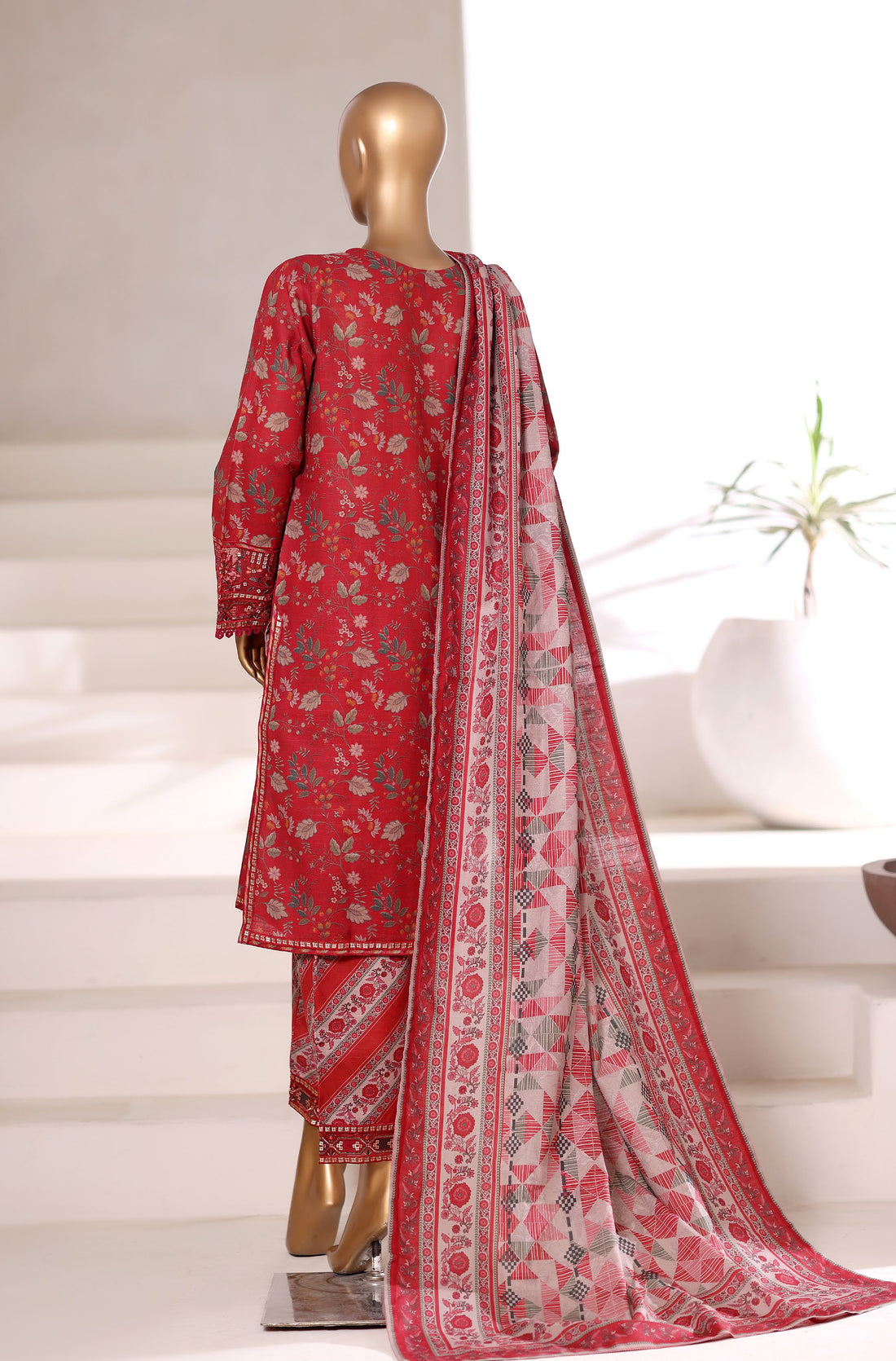 Sadabahar Malika Khaddar Short Length 3Piece Stitched Vol-02 Collection 2025. D-54 Red