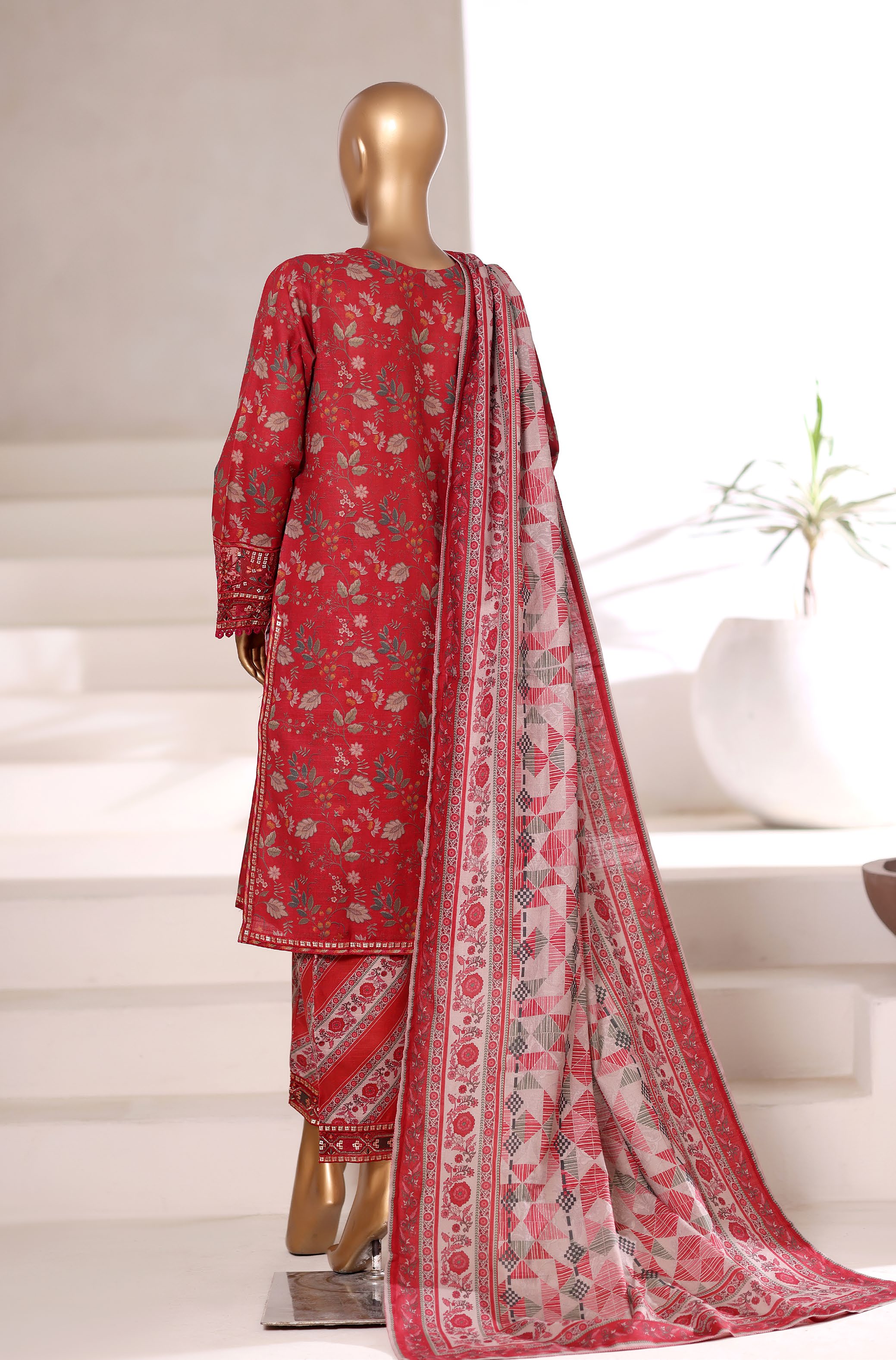 Sadabahar Malika Khaddar Short Length 3Piece Stitched Vol-02 Collection 2025. D-54 Red