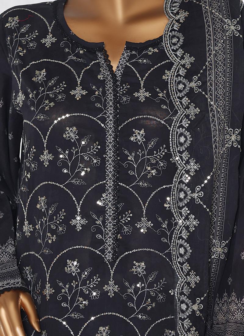 Bin Saeed Luxury Lawn White & White Chickenkari Embroidery 3Piece Stitched COLLECTION 2026. D-09