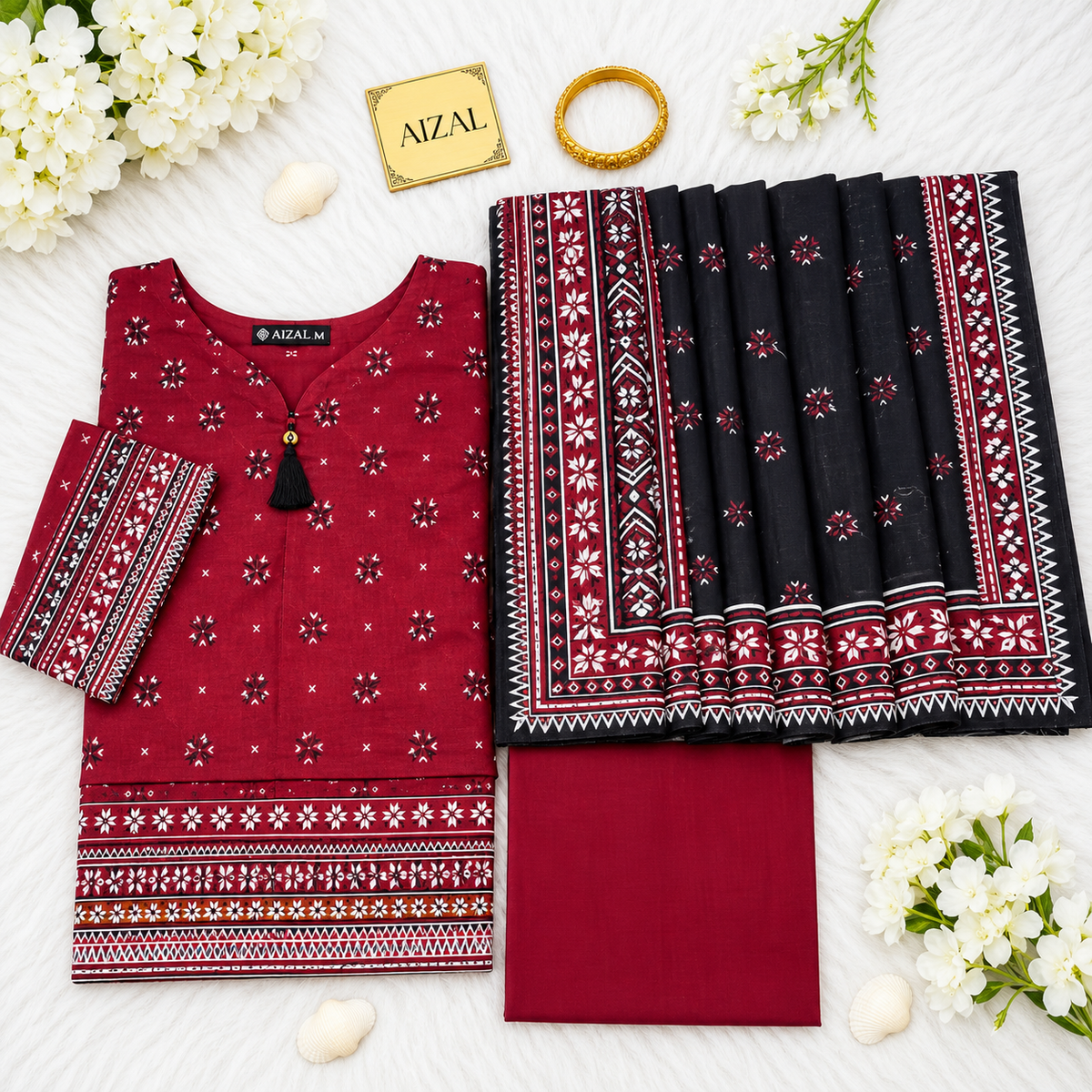 Aizal Luxury Lawn Printed Vol-1 3Piece Stitched Collection 2026 D#-07