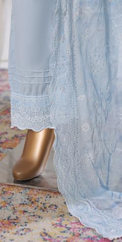 Bin Saeed Luxury Lawn White & White Chickenkari Embroidery 3Piece Stitched COLLECTION 2026. D-04