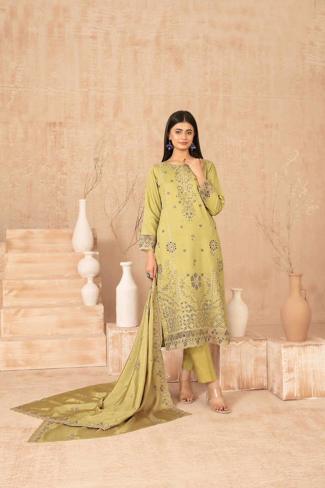 Nisrine By Tawakkal Embroidery Viscous Slub 3Piece Unstitched Collection 2025. D-02