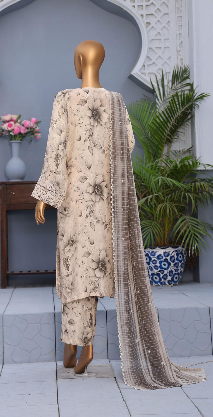 HZ Luxury Majestic Raw Silk Embroidery 3Piece Stitched COLLECTION 2025 D-09