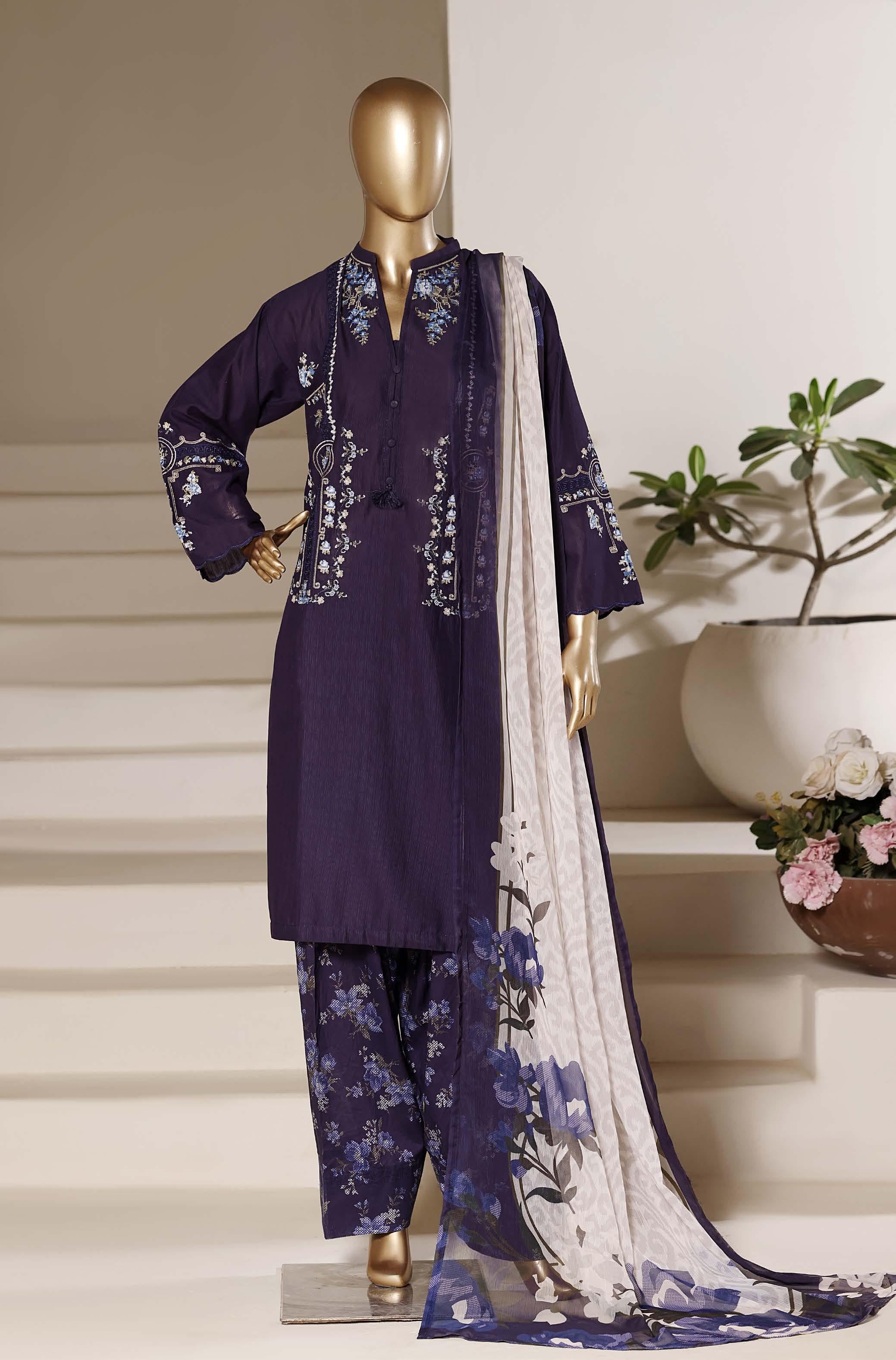 Sadabahar Luxury Eclair Solid  Textured Lawn Embroidery With Digital Printed Chiffon Dupatta With Printed Farshi Shalwar 3Piece Stitched Festive Edition Collection 2026. D#-03