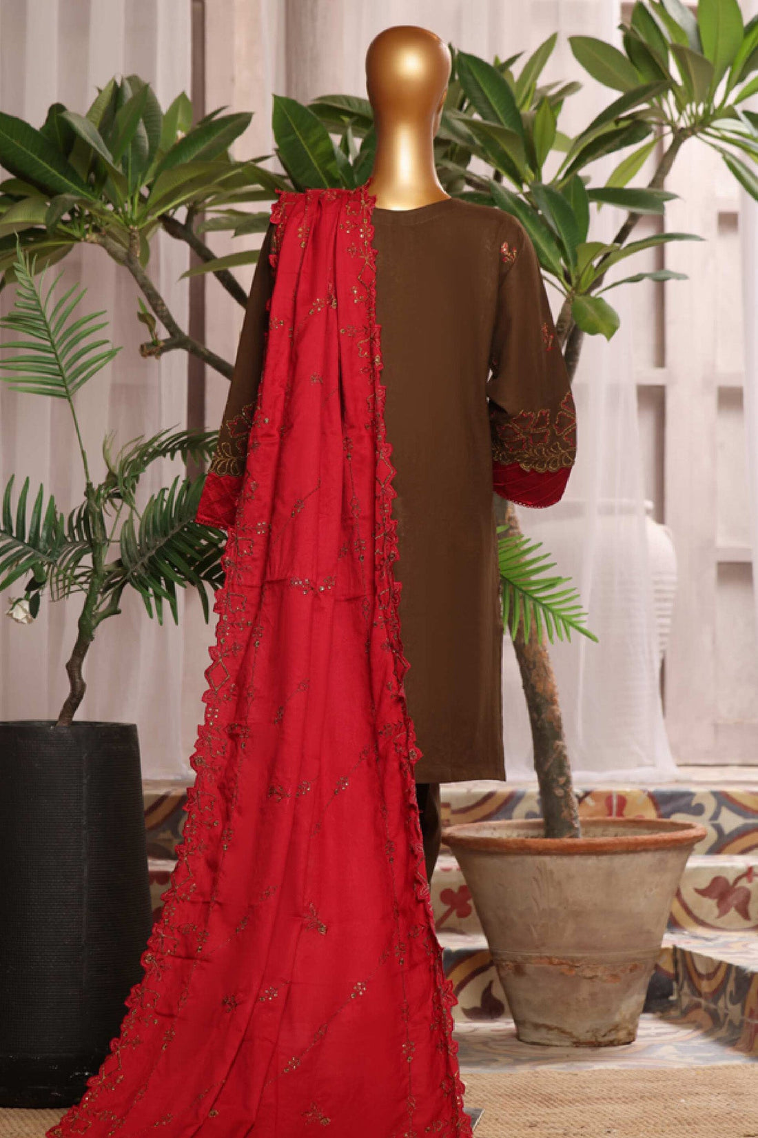 Bin Saeed Luxury Embroidery Dhank 3Piece Stitched Collection 2025 D#-01