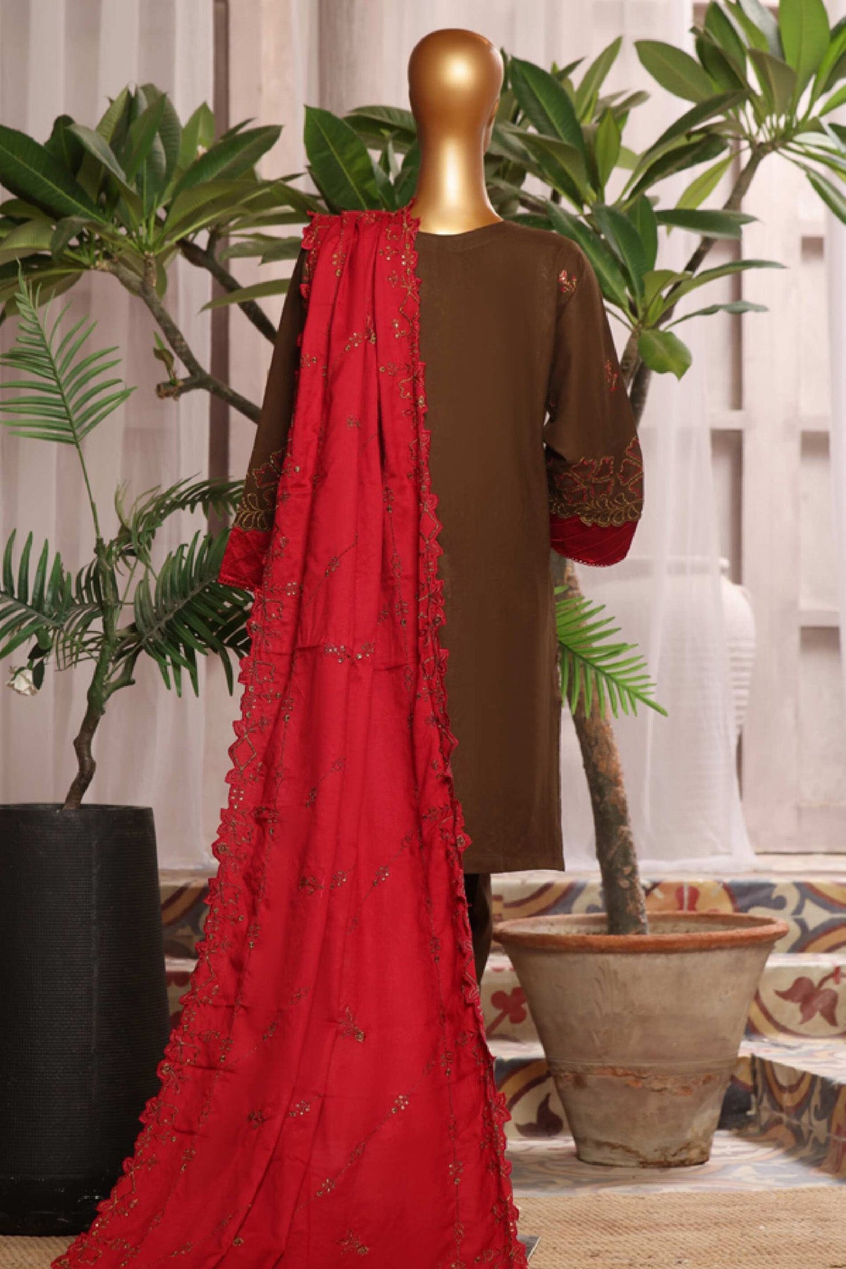 Bin Saeed Luxury Embroidery Dhank 3Piece Stitched Collection 2025 D#-01