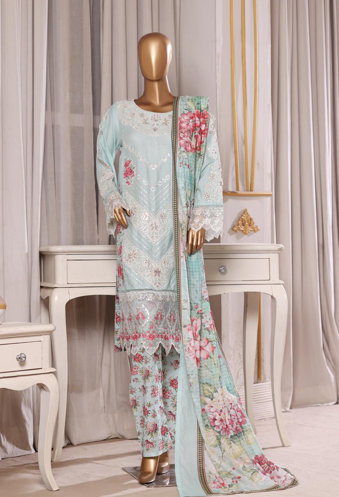 Bin Saeed Luxury Laserkari Lawn With Digital Printed Lawn Dupatta 3Piece Stitched Vol-01 Collection 2026. D#-08