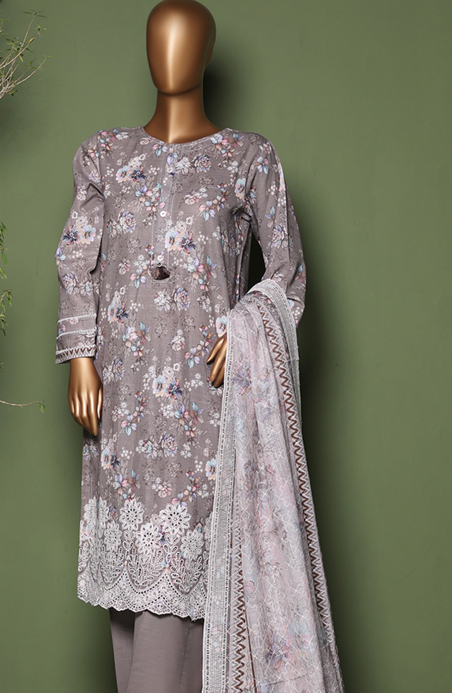 HZ Printkari Embroidered Khaddar Stitched 3 Piece Collection 2025. HZPE 06