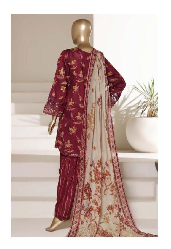 Sadabahar Malika Embroidery Lawn Short Length With Shalwar With Lawn Printed Dupatta  3Piece Stitched Vol-01 Collection 2026 D#06