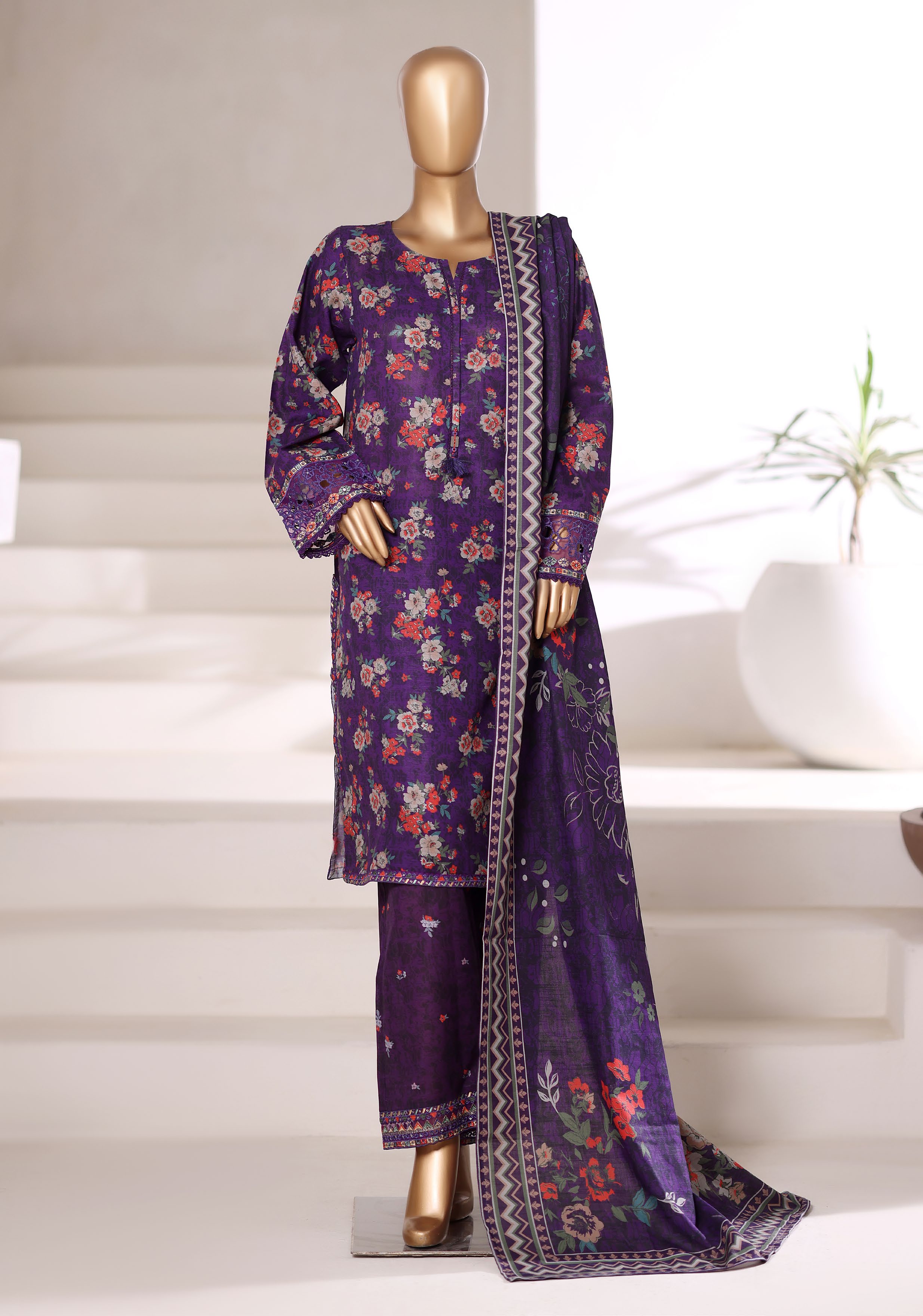 Sadabahar Malika Khaddar Short Length 3Piece Stitched Vol-02 Collection 2025. D-55 Purple