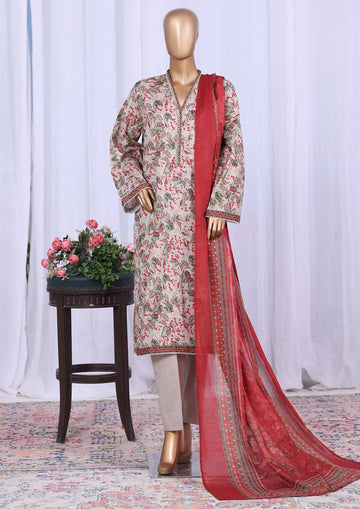 BIN SAEED Printed Cotton 3pcs Stitched Vol-10 3Piece Stitched COLLECTION 2025 D-02 Skin Foun